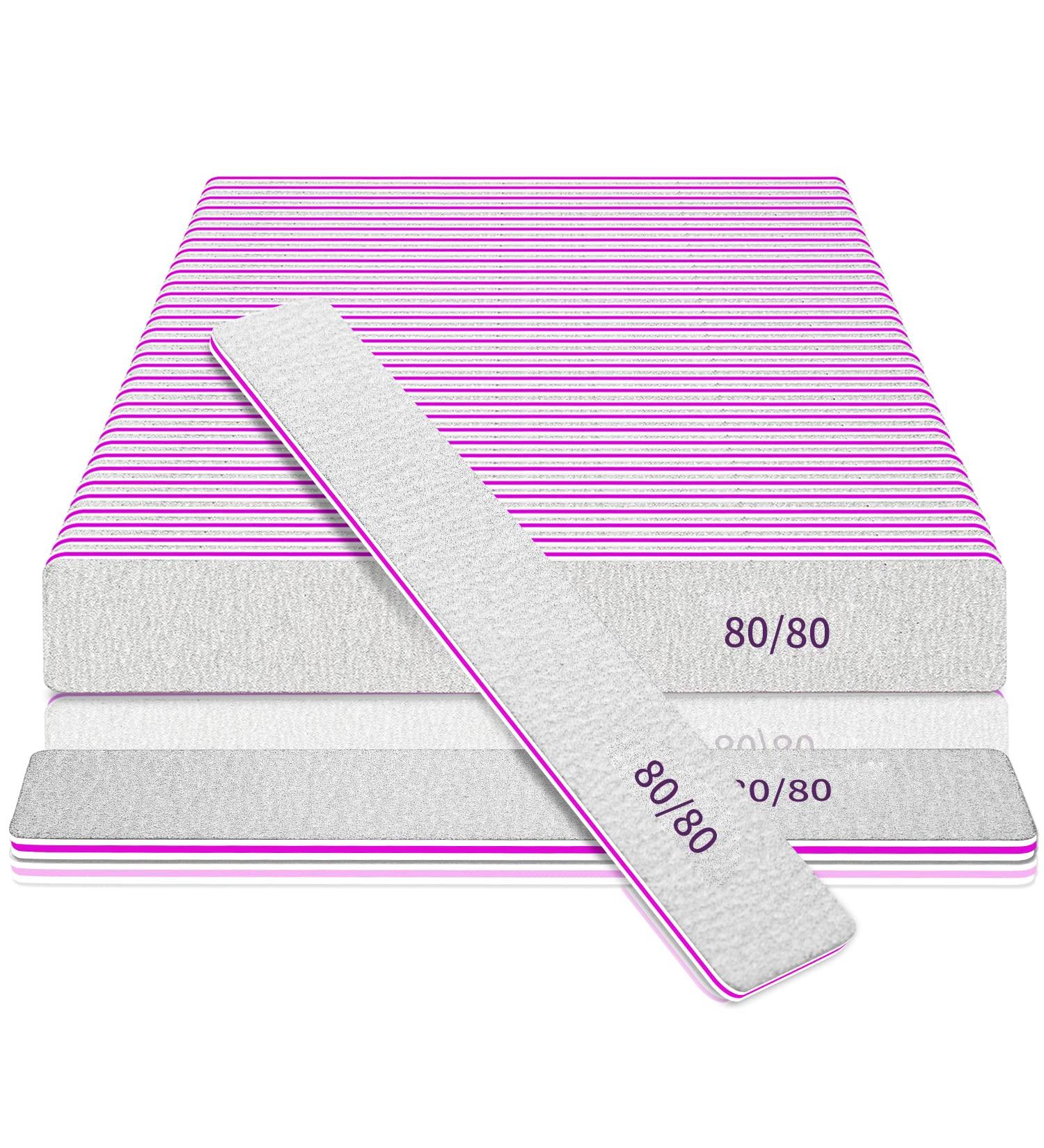 50 Pieces Nail Files 80/80 Grit for Gel & Acrylic Nails - Double-Sided Nail File Set for Manicure & Nail Art | Perfect for Home & Nail Studios - Buy Online on GoSupps.com