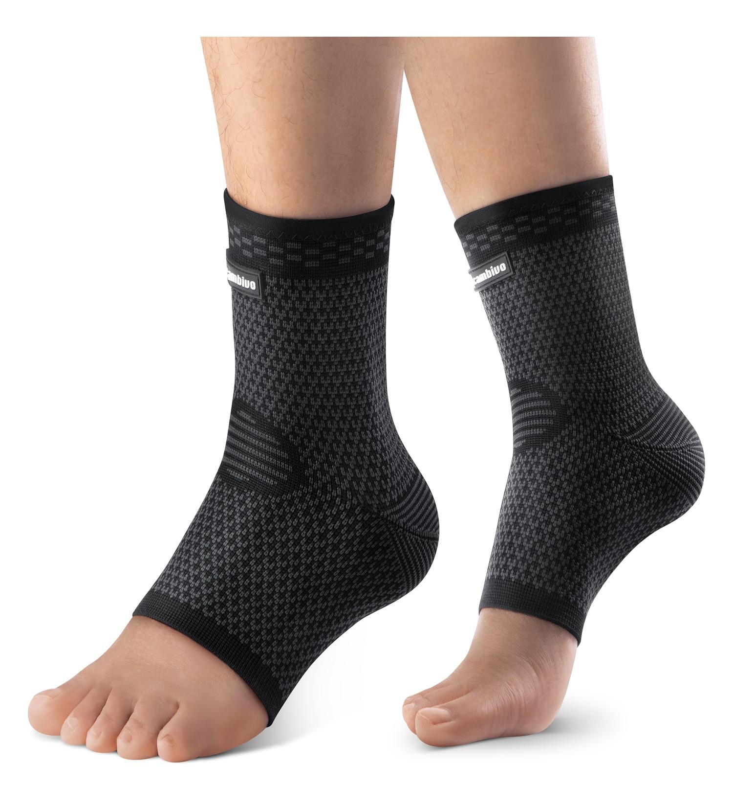 CAMBIVO Ankle Brace for Sprains & Recovery - Compression Support for Achilles Tendonitis & Plantar Fasciitis - Unisex Medium Black Sleeves for Basketball & Daily Use - Buy Online on GoSupps.com