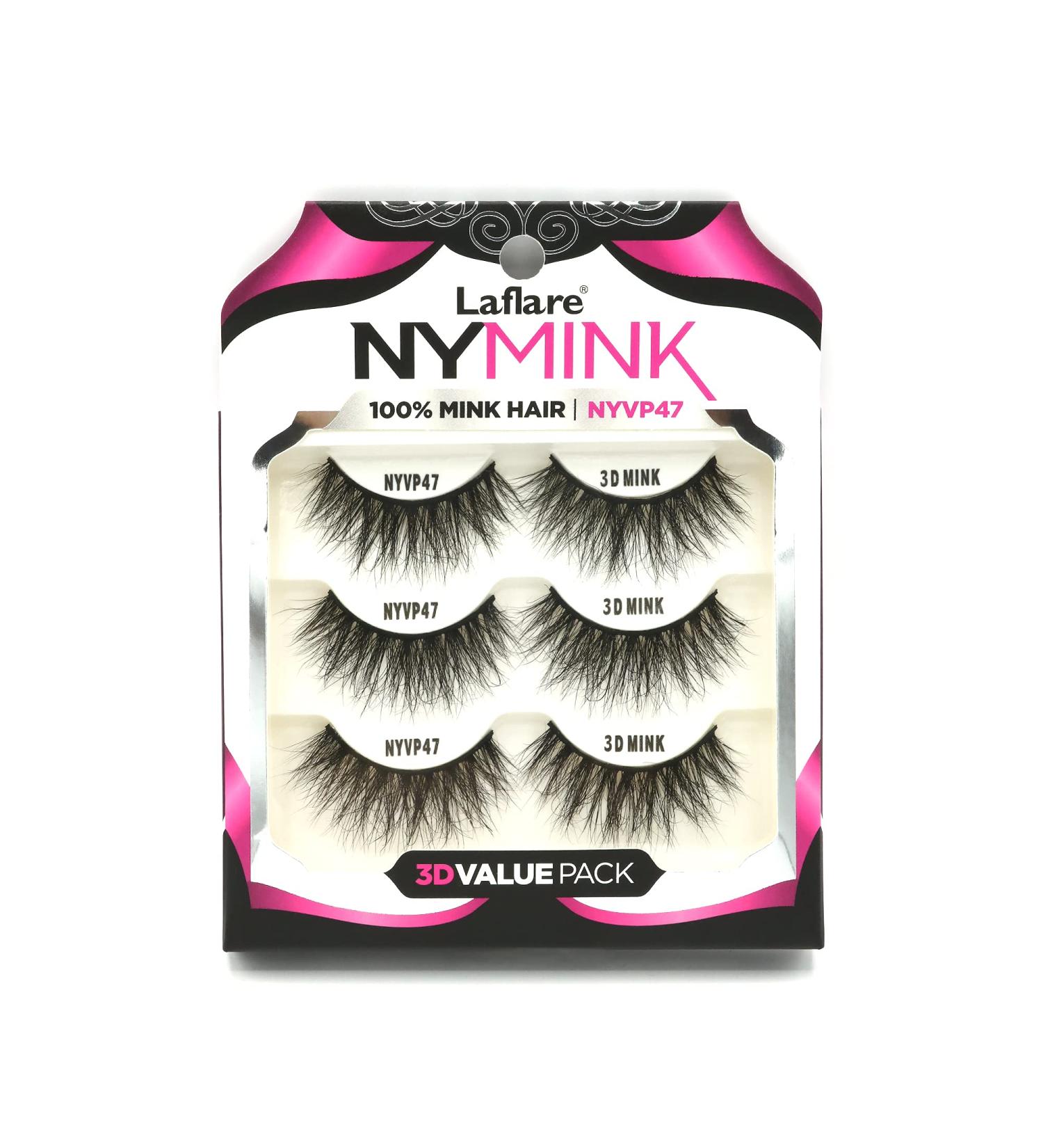 Laflare 3D NY Mink Eyelashes Multipack - 100% Real Mink Hair, Luxury Makeup, 3 Pairs Value Pack - Reusable and Trendy - NYVP47 - Buy Online on GoSupps.com