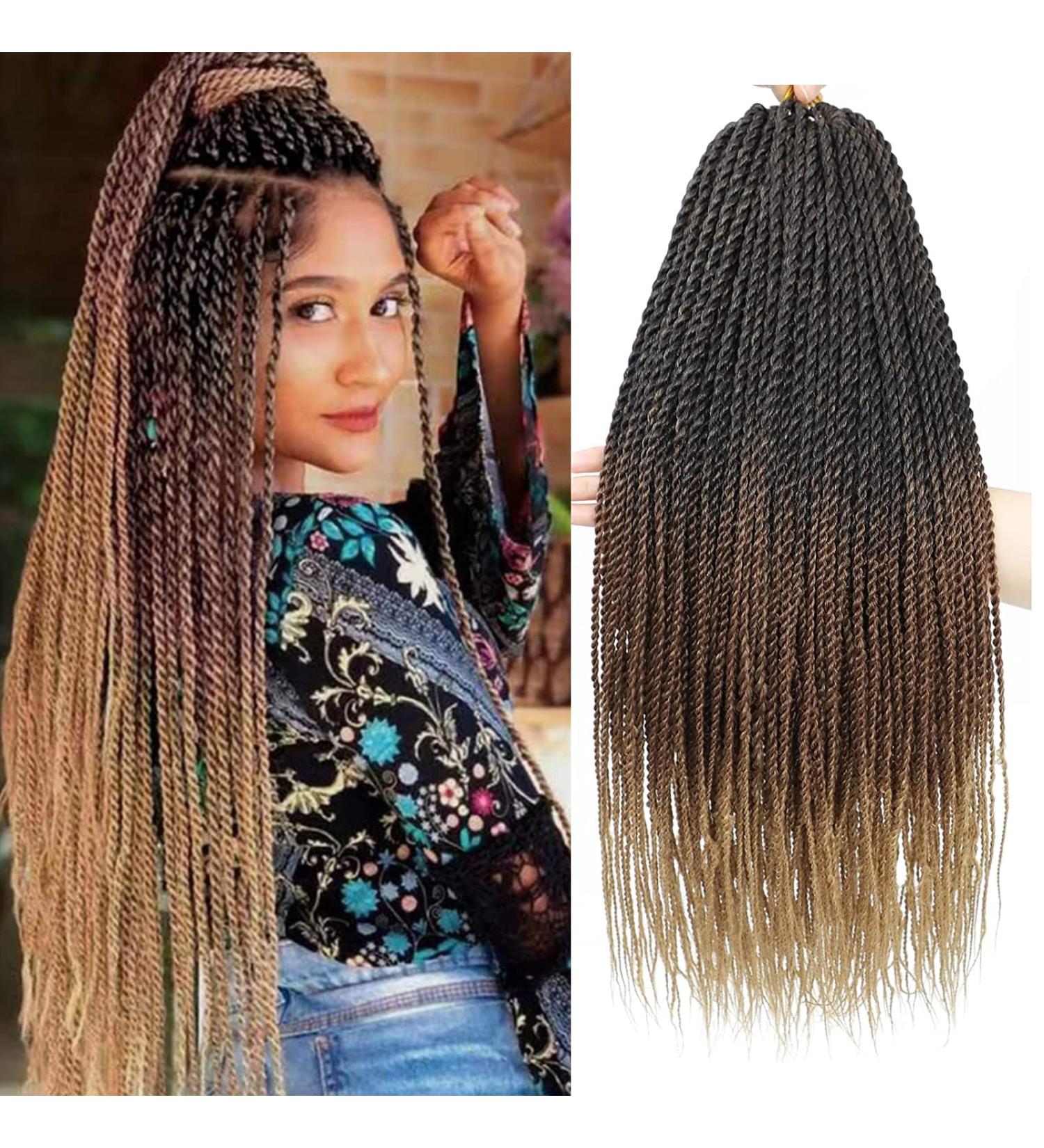 Senegalese Twist Crochet Hair 22 Inch Ombre Prelooped Braids for Black Women - 7 Packs (1B/30/27) - Buy Online on GoSupps.com