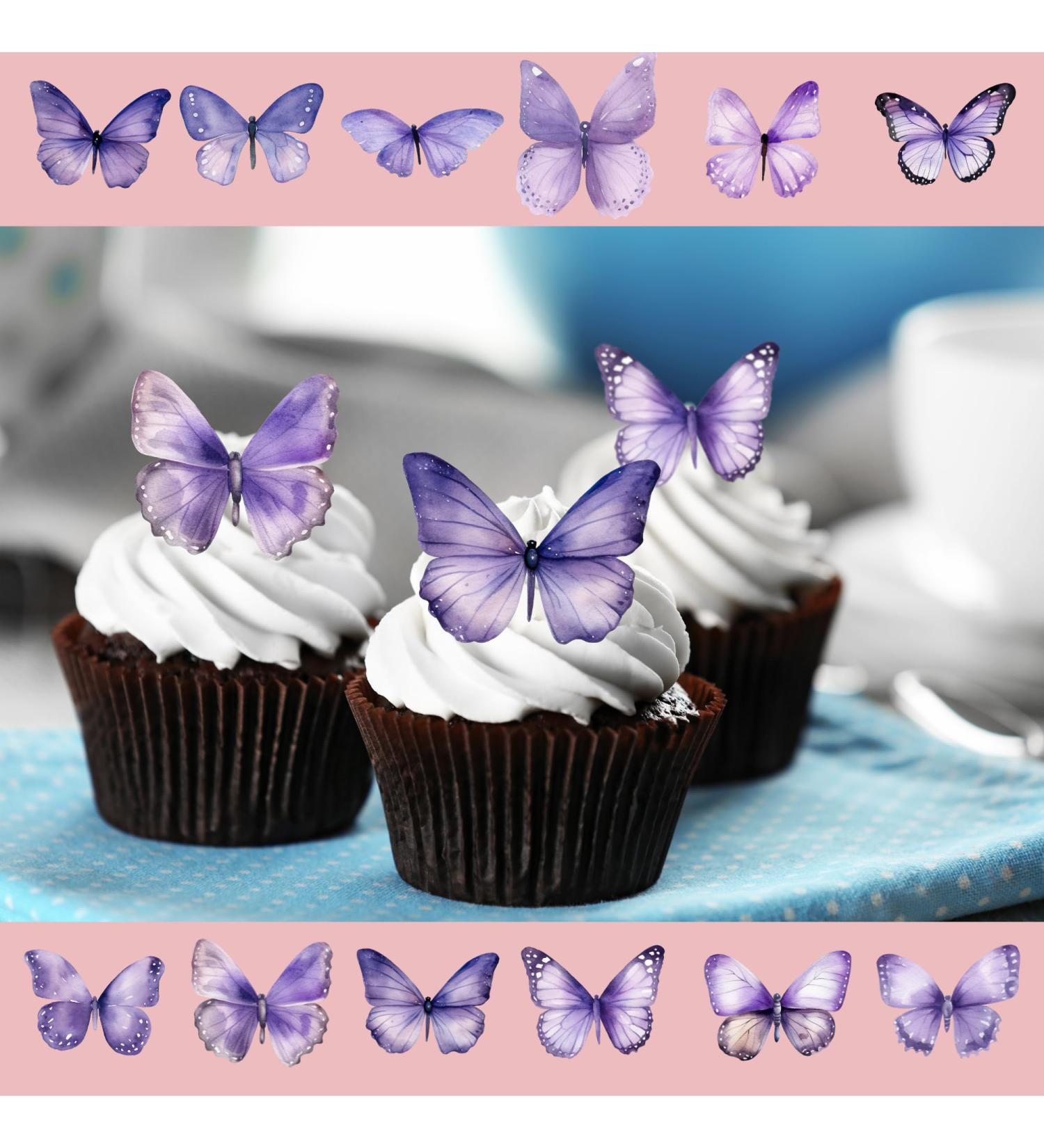 24 x Pre-Cut Beautiful Purple Lilac Pastel Butterflies Edible Wafer Rice Paper Cupcake Cake Dessert Toppers Birthday Party Wedding Decorations Butterfly - Buy Online on GoSupps.com