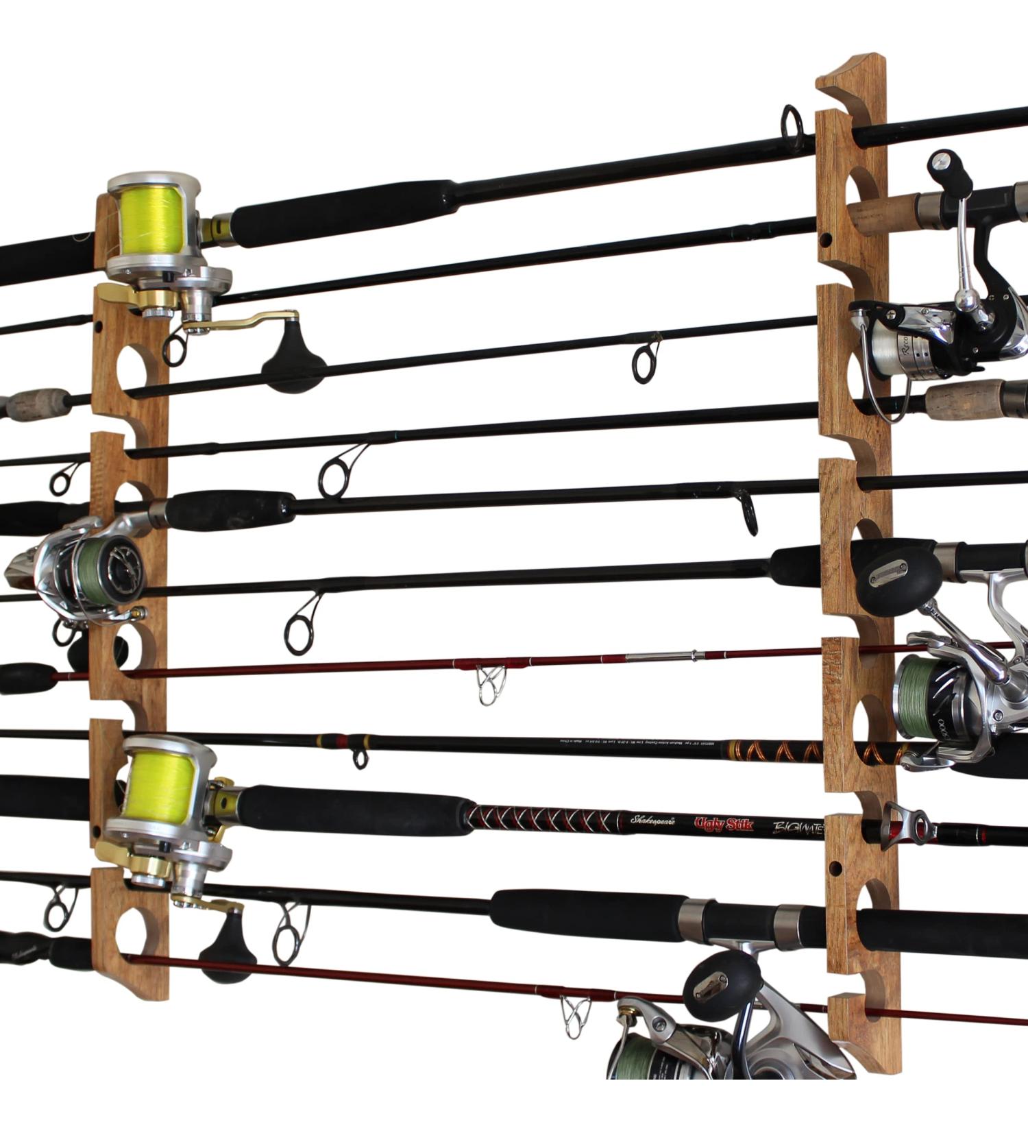 Rush Creek Creations 11-Rod Wall/Garage Fishing Rod Storage Rack - American Cherry Laminate - Buy Online on GoSupps.com