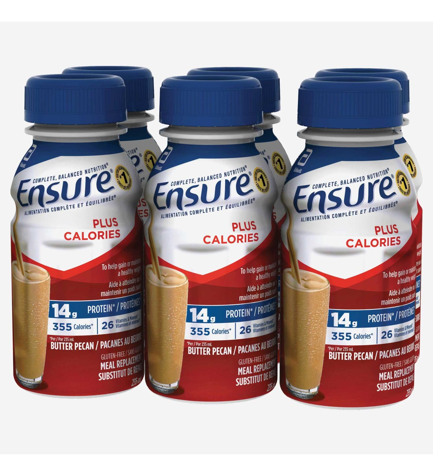 Ensure Plus Calories Nutritional Supplement Shake To Help With Healthy Weight Gain Or Maintenance Butter Pecan 6 x 235-mL Bottles - Buy Online on GoSupps.com