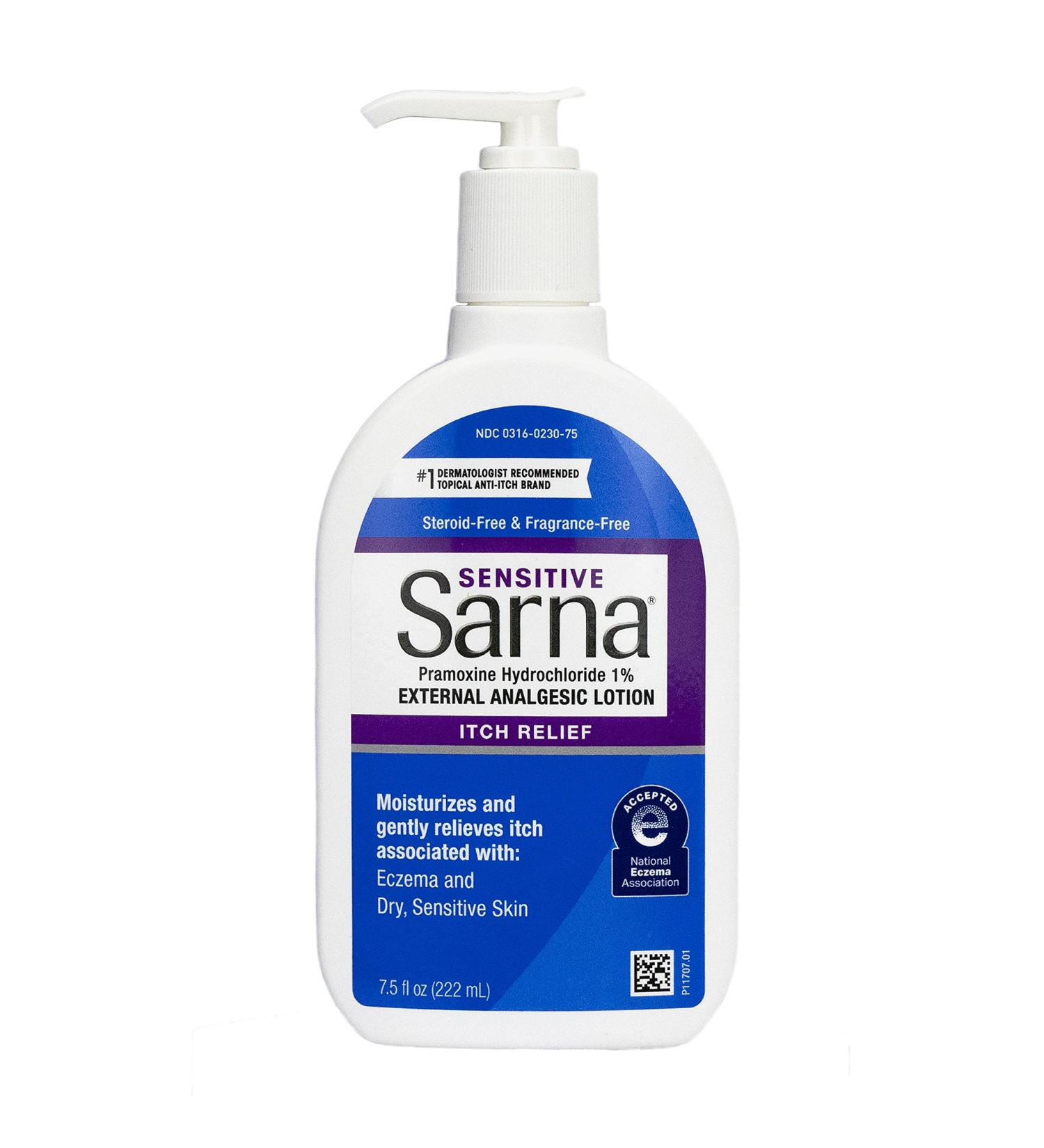 Sarna Sensitive Anti-Itch Lotion - Steroid-Free, Fragrance-Free, 7.5 fl oz - Buy Online on GoSupps.com