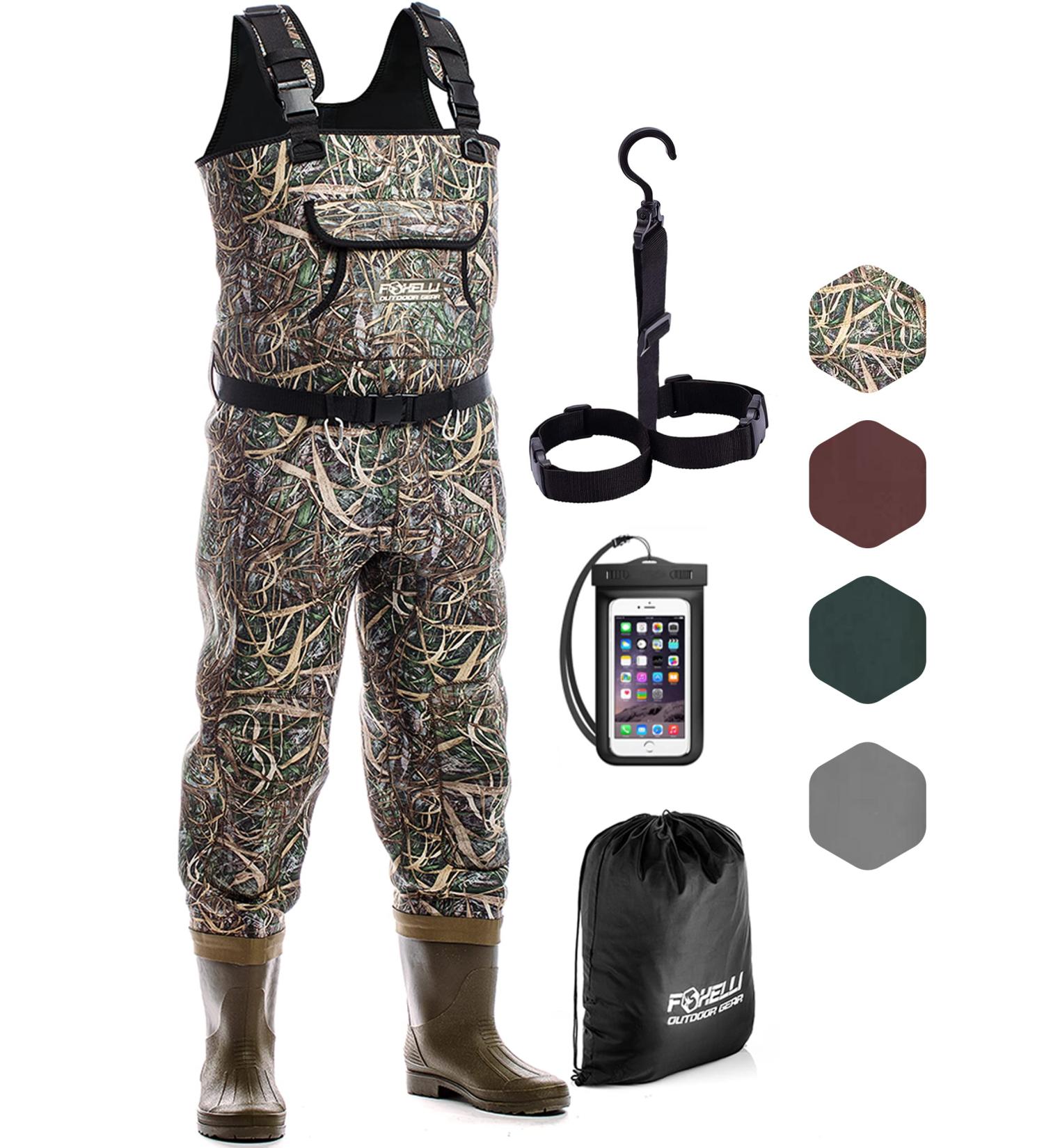 Foxelli Camo Neoprene Chest Waders with Waterproof Boots - Men's & Women's Hunting/Fishing Gear - Buy Online on GoSupps.com