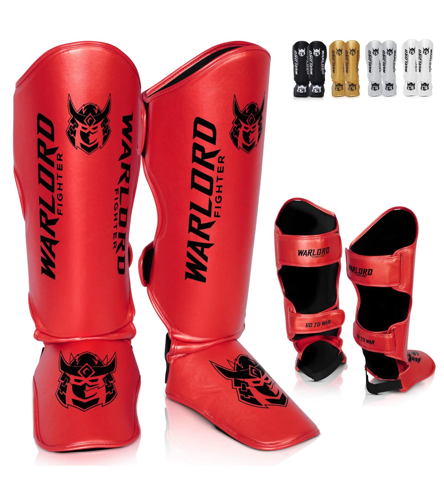 WARLORD PRO Muay Thai Shin Guards for Men - Small Red | MMA Kickboxing Gear - Buy Online on GoSupps.com