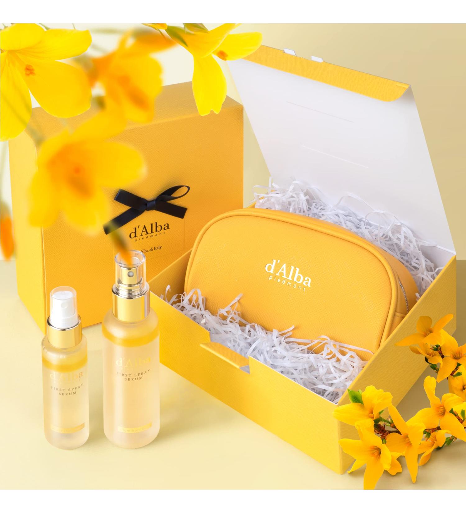 Ilia d alba Piedmont Travel Essential Gift Set - White Truffle First Spray Serum Full Size & Travel Size with Yellow Pouch | Premium Korean Skin Care International Shipping - Buy Online on GoSupps.com