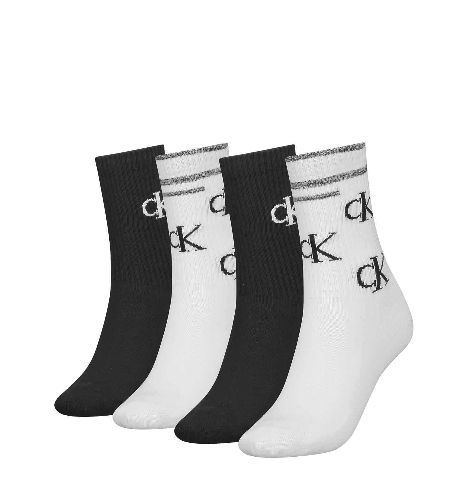 Calvin Klein Women's Crew Socks White/Black ONE Size (Pack of 4)