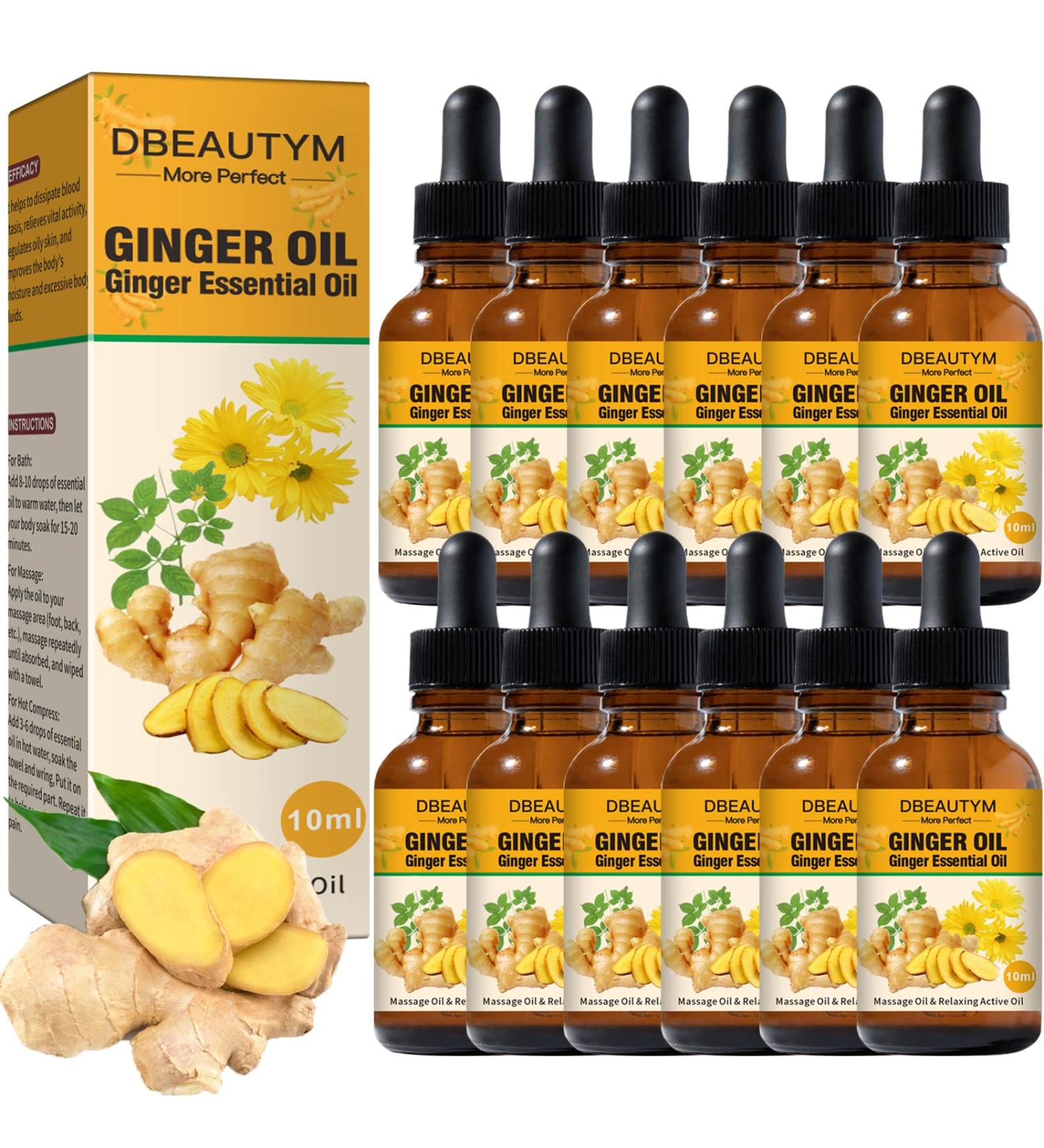 12 Pack Ginger Oil Massage Oil for Lymphatic Drainage - Arnica & Ginger Essential Oils for Belly Drainage - Plant Aroma Gift Set - Buy Online on GoSupps.com