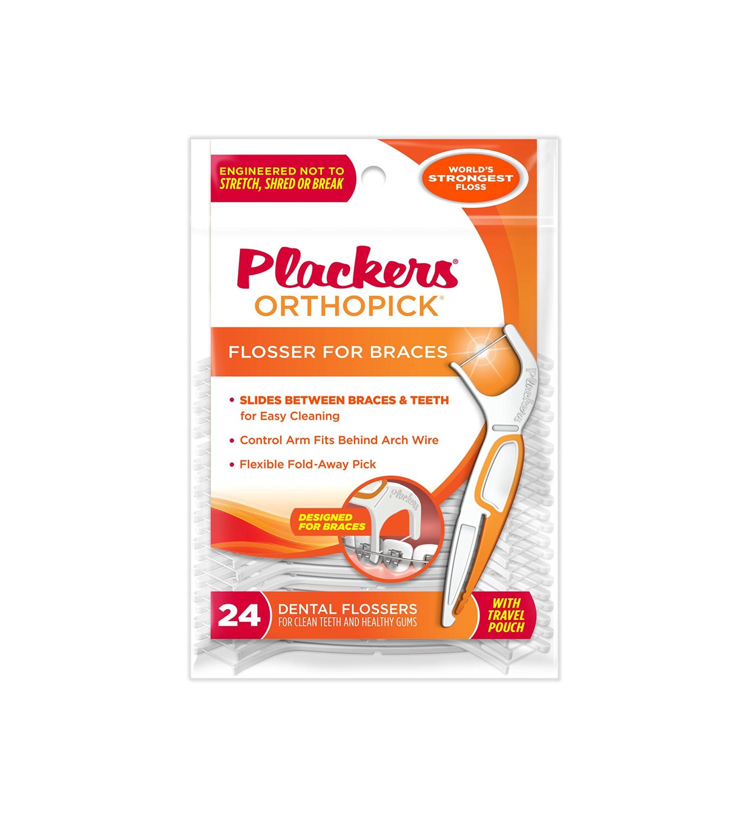 Plackers Ortho Pick Flosser 24 Count - Dental Floss Picks for Braces - Orthodontic Flossing Tool - Buy Online on GoSupps.com