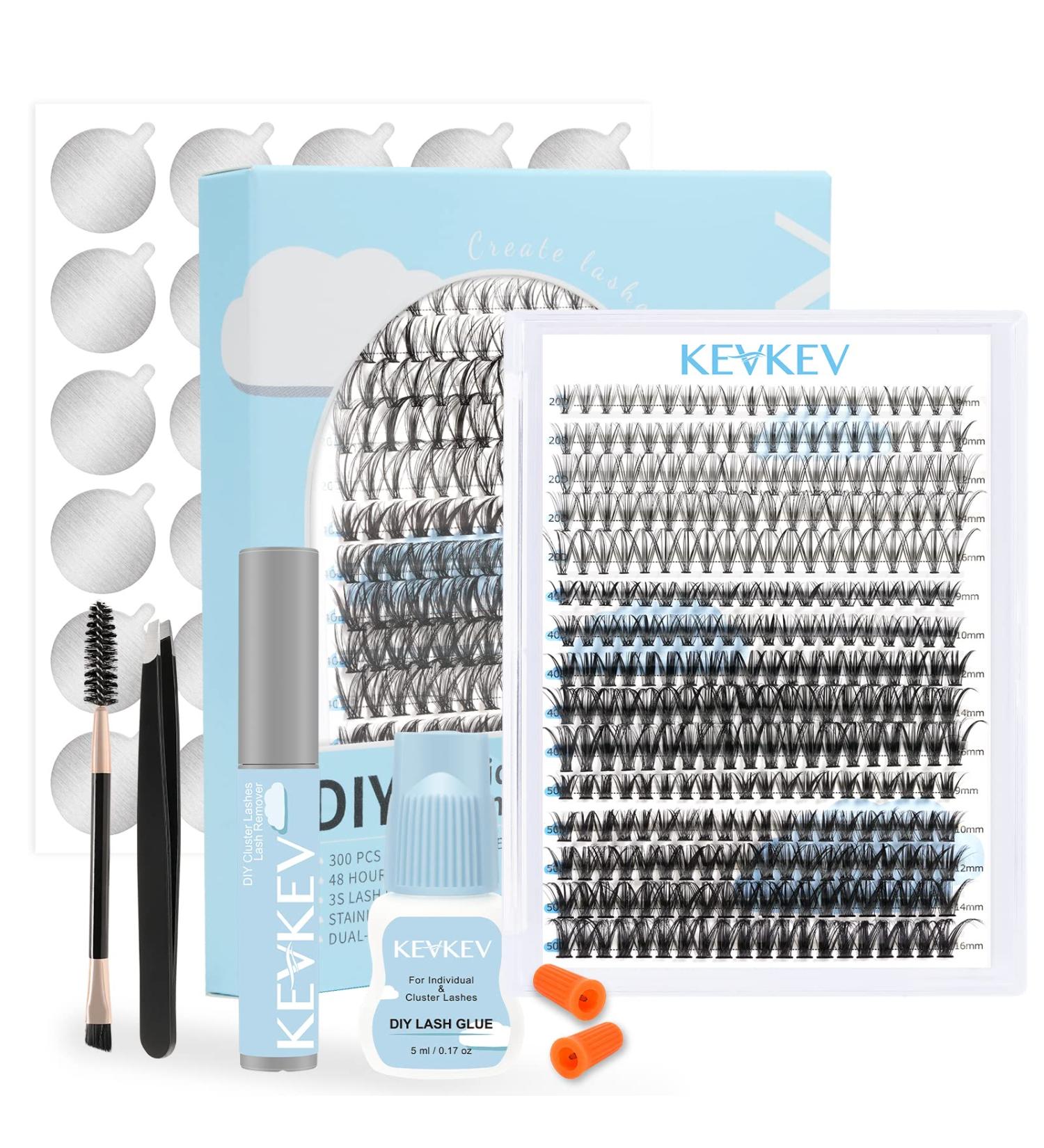 DIY Lash Extension Kit with 300Pcs Individual Lashes and Black Cluster Lash Glue - D-Mix 9-16mm - Includes Lash Applicator and Remover - Perfect for DIY Eyelash Extensions at Home - Buy Online on GoSupps.com