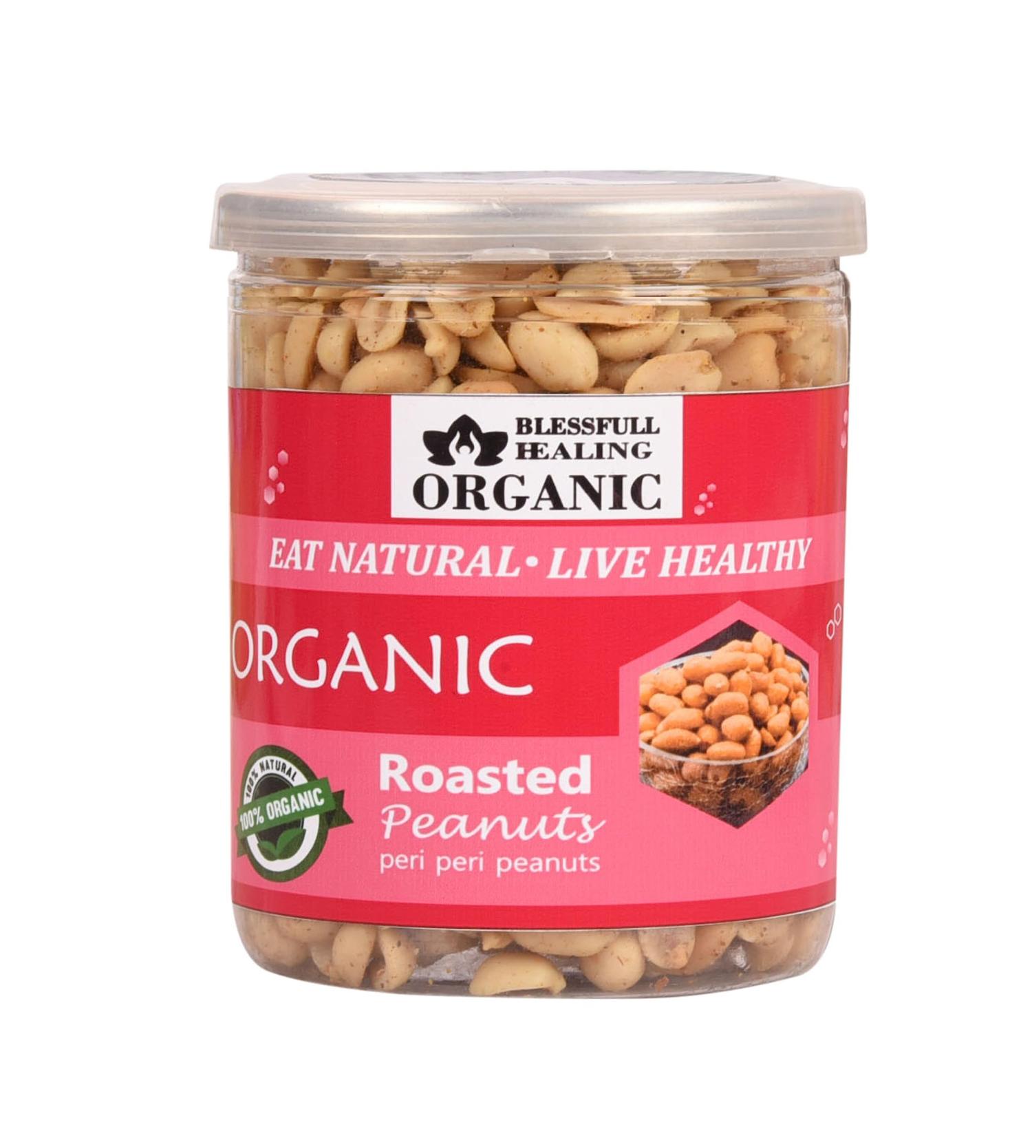 Blessfull Healing Organic Natural Vegan Peri Peri Roasted Peanuts Crunchy Healthy Snacks 300 Gram - Buy Online on GoSupps.com