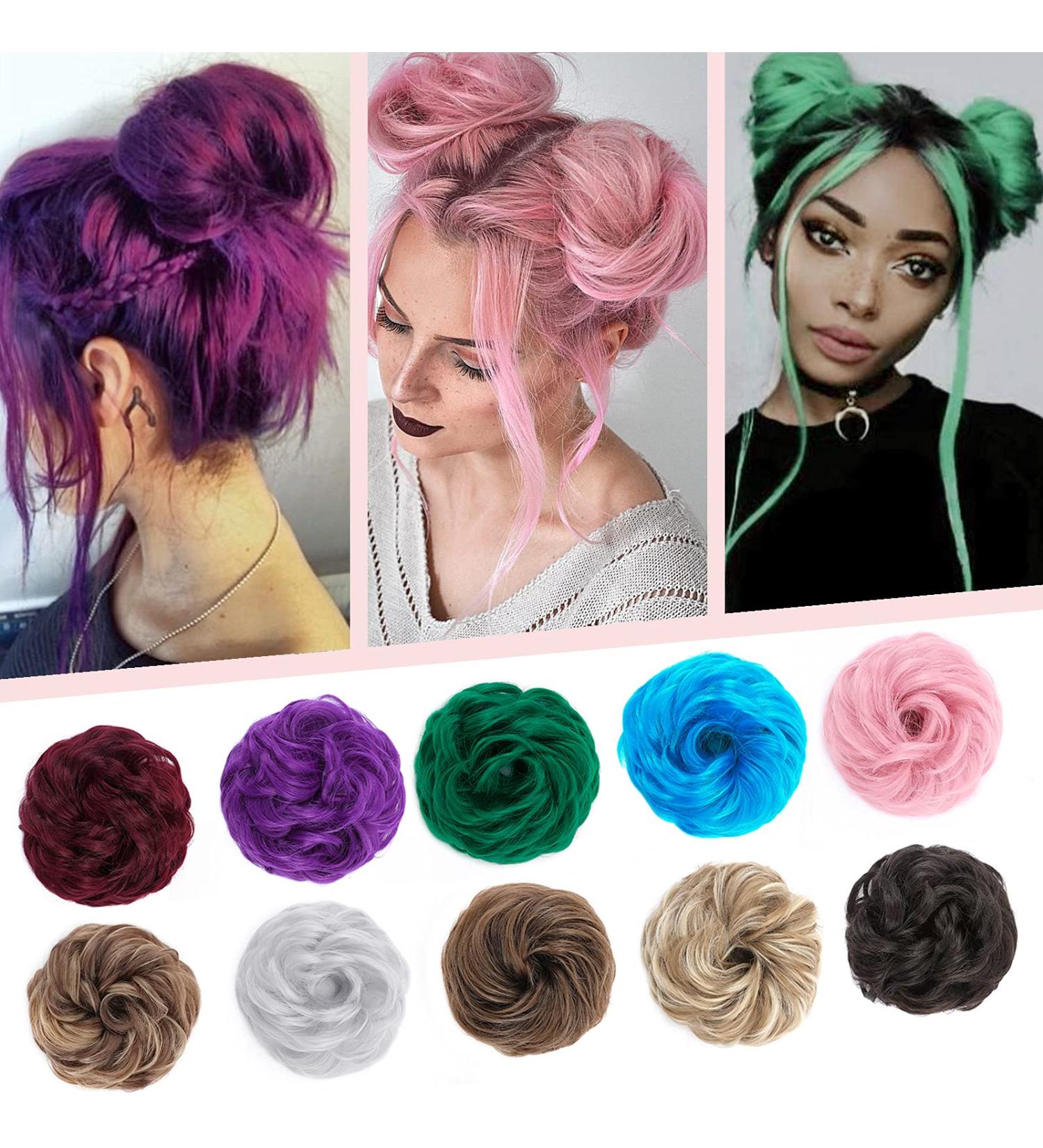 Thick Curly Hair Bun Extension Scrunchie - Light Pink Updo Hairpiece for Women & Girls - 45g - Buy Online on GoSupps.com