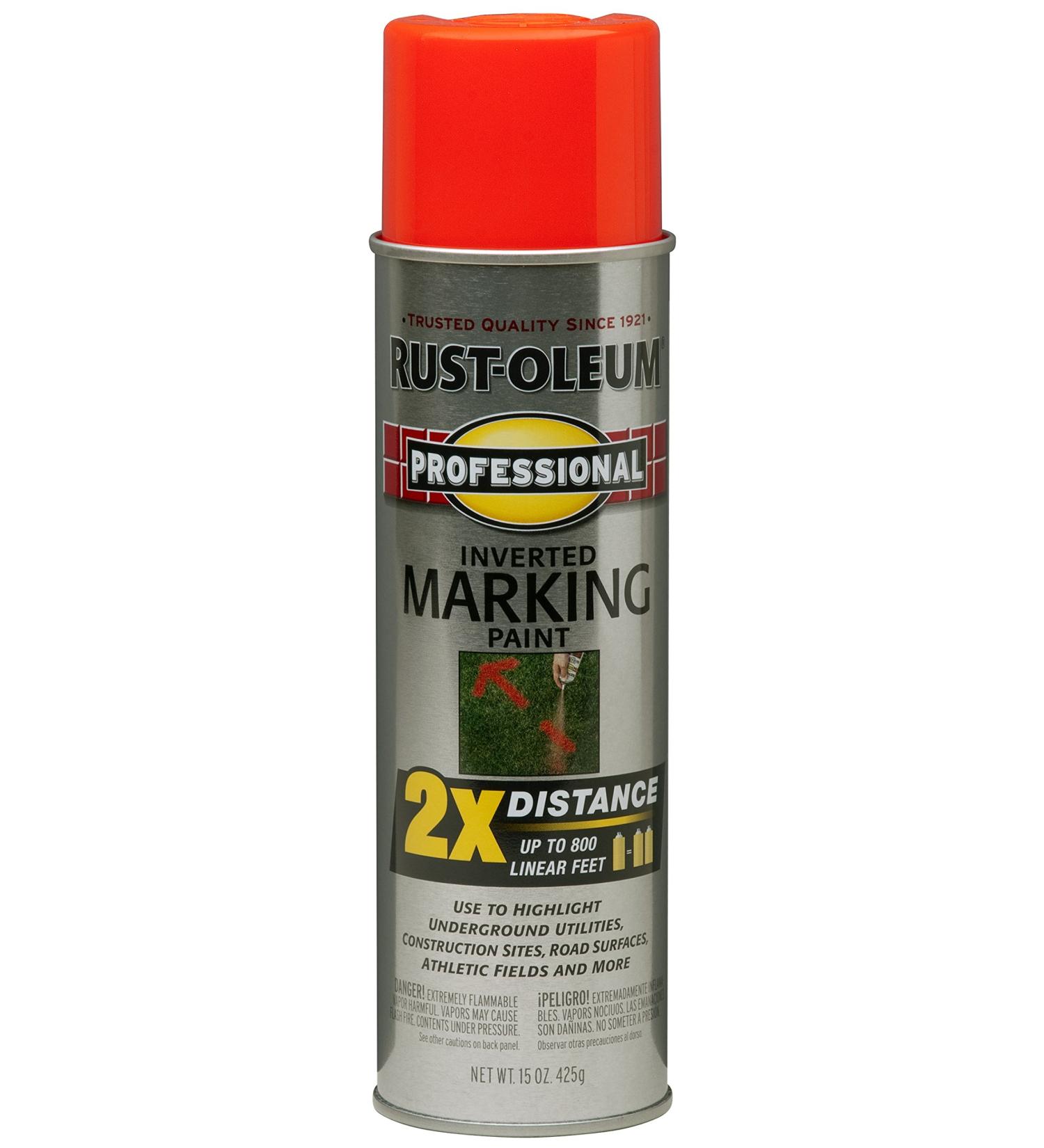 Rust-Oleum 266590 Professional 2X Distance Inverted Marking Spray Paint  15 oz  Fluorescent Red-Orange Fluorescent Red/Orange 15 Ounce 2X Distance