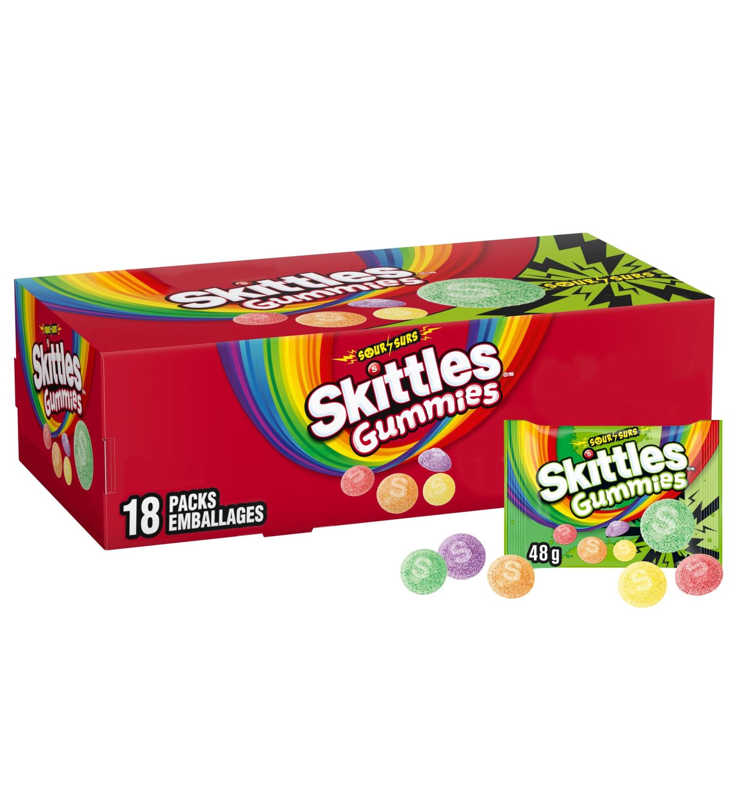 SKITTLES Sour Gummies Chewy Candy 48g (18 Packs) - Buy Online on GoSupps.com