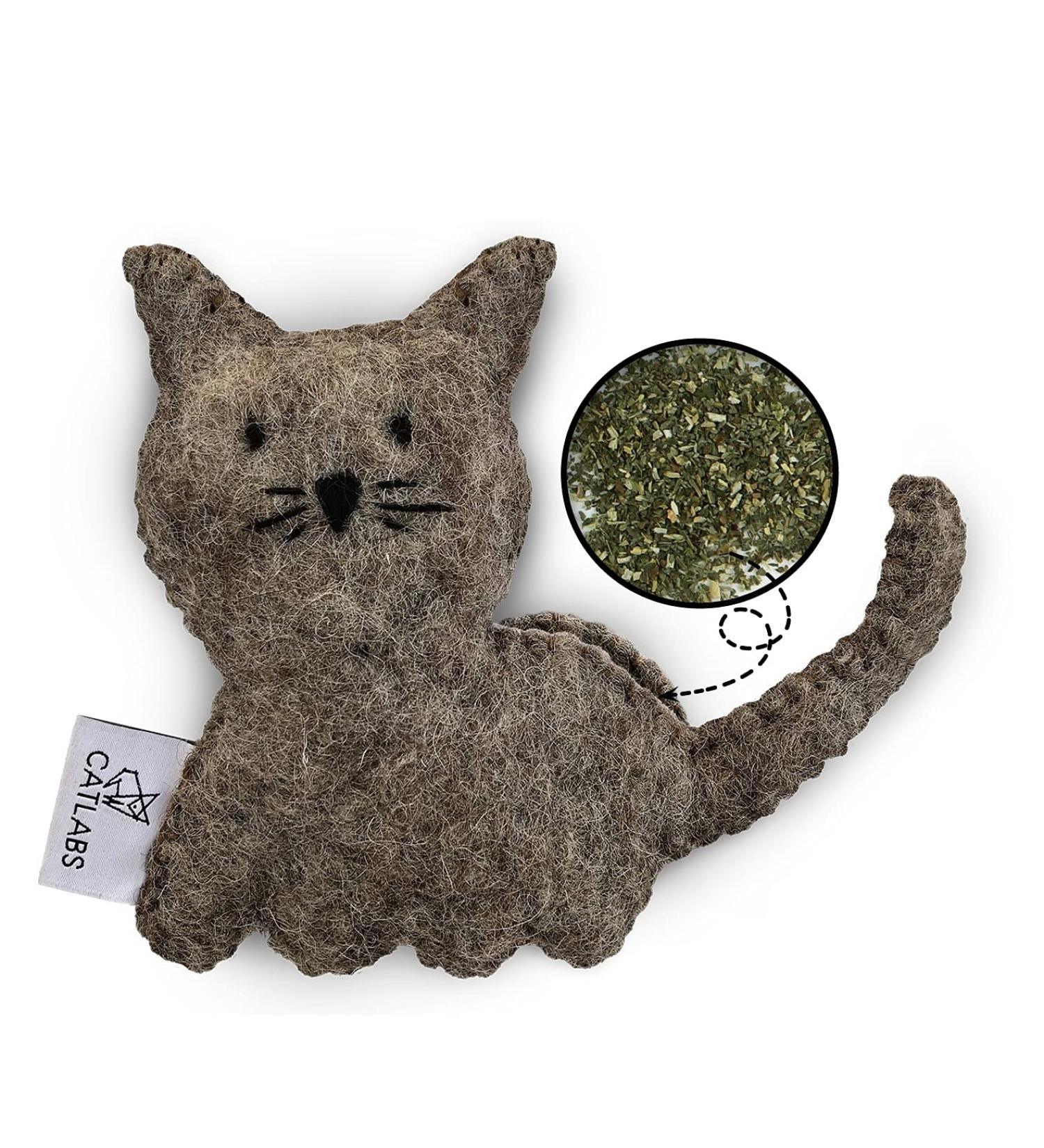 Catlabs Sustainable Cat Toys | Cuddly Cat with Catnip | 100% Natural Sheep Wool | Refillable & Eco-Friendly | Fair Manual Work for Your Cat - Buy Online on GoSupps.com