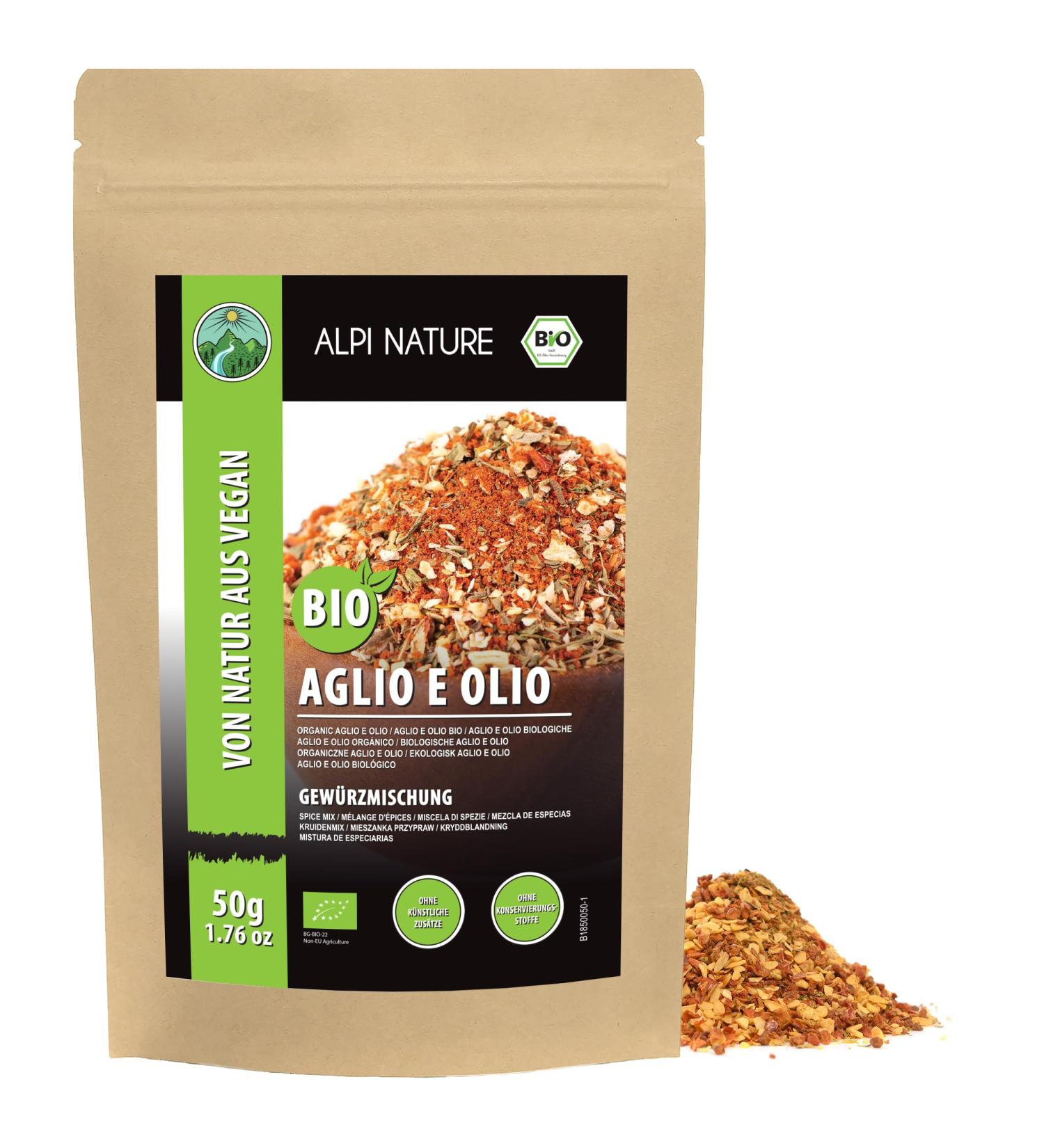  Alpi Nature Alpi Nature Aglio e Olio Organic Seasoning 50 g Italian Seasoning Spicy Spice Mix - Buy Online on GoSupps.com