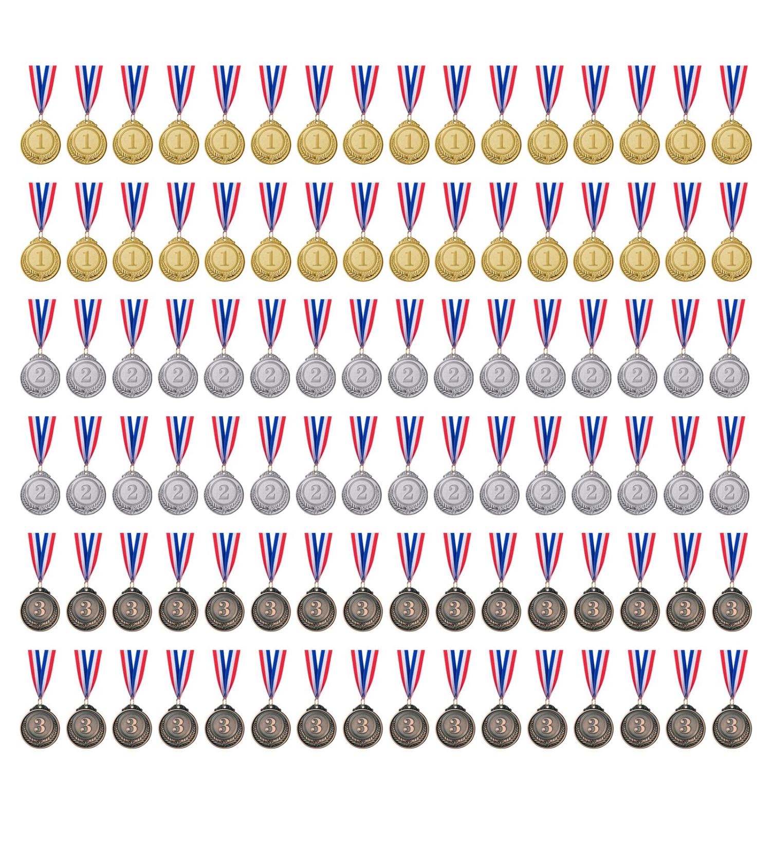 96 Pcs Gold Silver Bronze Award Medals - Winner Prizes for Competitions - 2 Inches - Buy Online on GoSupps.com