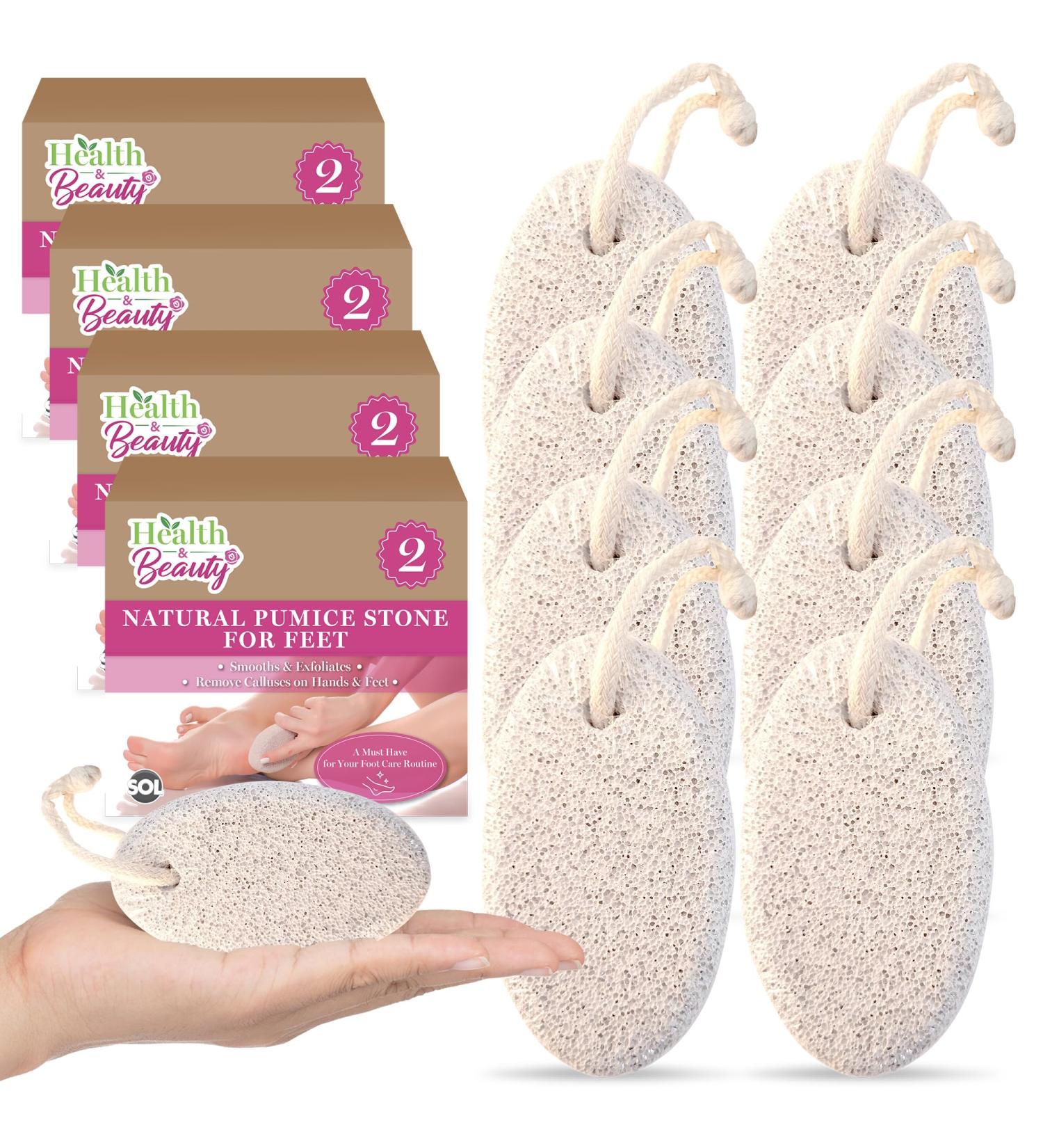 8pk Natural Pumice Stone for Feet | Callus Remover Feet Scrubber Dead Skin Pumice Stones | Foot Scrubber Pumice Stone Feet | Foot Pumice Stone for Hands Foot Stone Pumice for Hard Skin + SOL Sticker - Buy Online on GoSupps.com