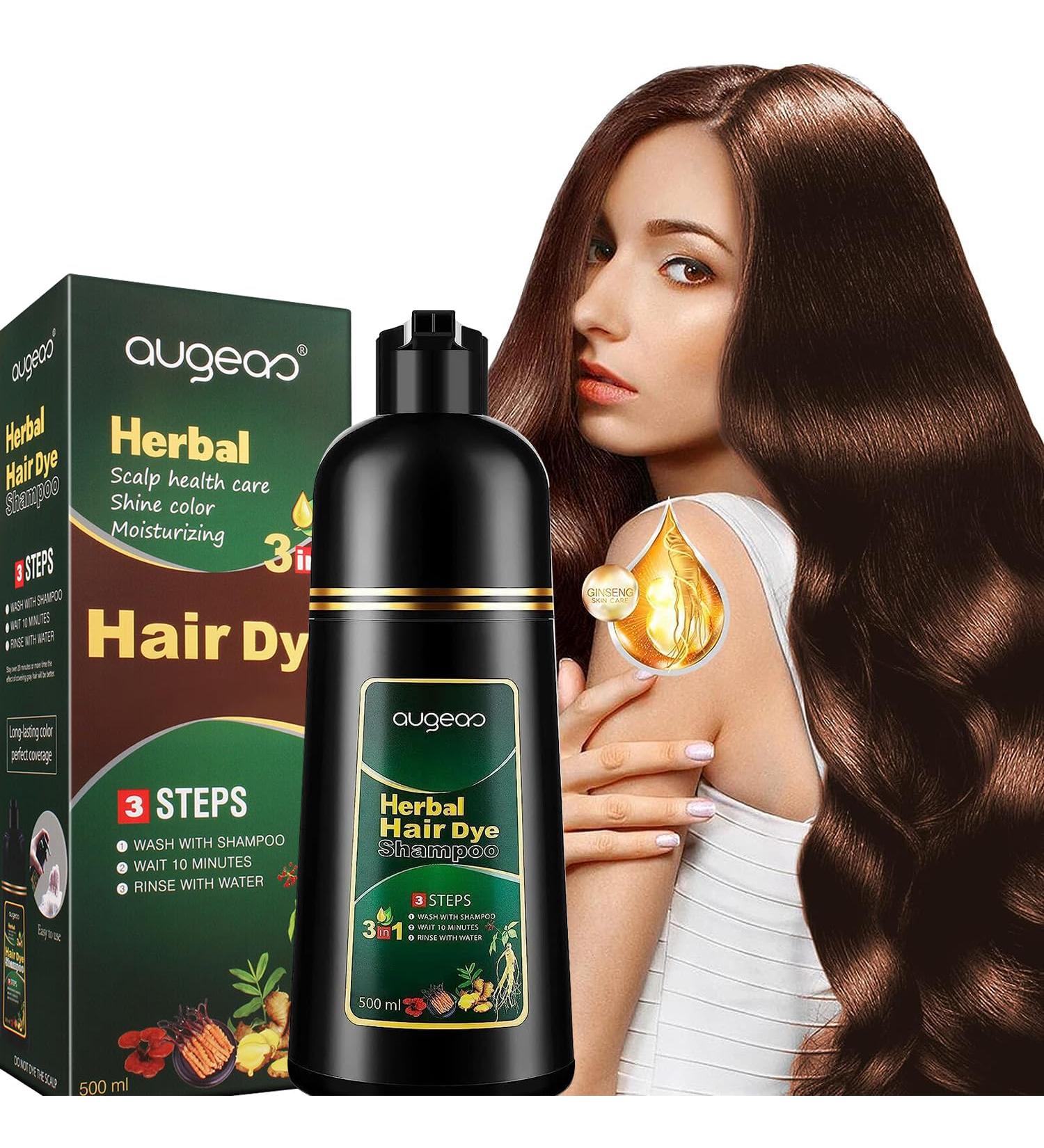 Herbal Hair Dye Shampoo 3 in 1 - Dark Brown | Natural Hair Color & Care - Buy Online on GoSupps.com