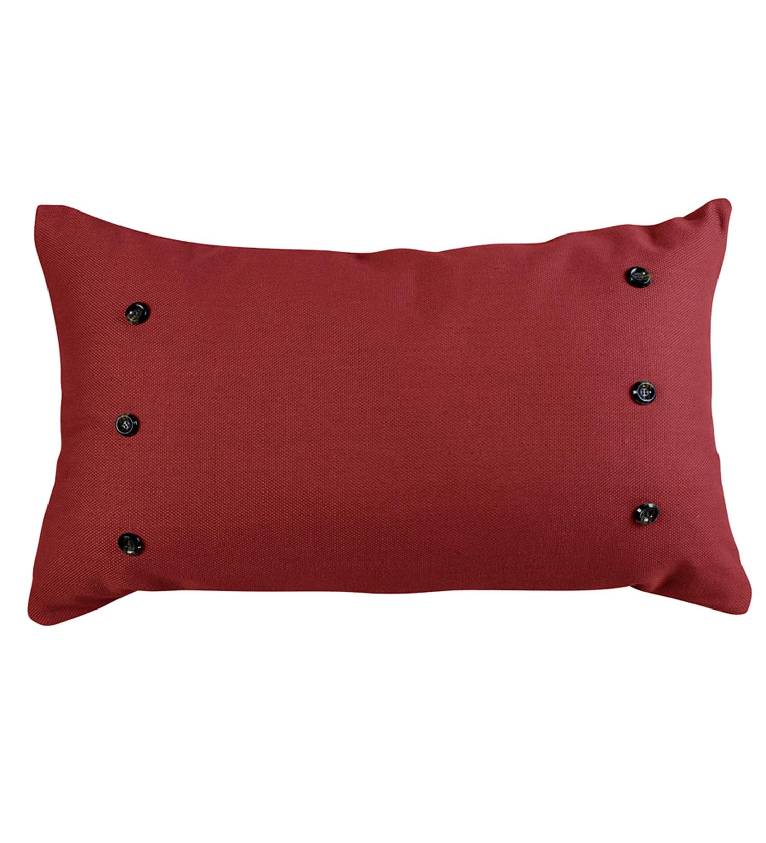 HiEnd Accents Prescott Decorative Throw Pillow  21x34 inch  Large Red Oblong Lumbar Pillow with Buttons  Farmhouse Chic Casual Coastal Boho Accent Pillow for Bed  Couch  Sofa Red 21 x 34