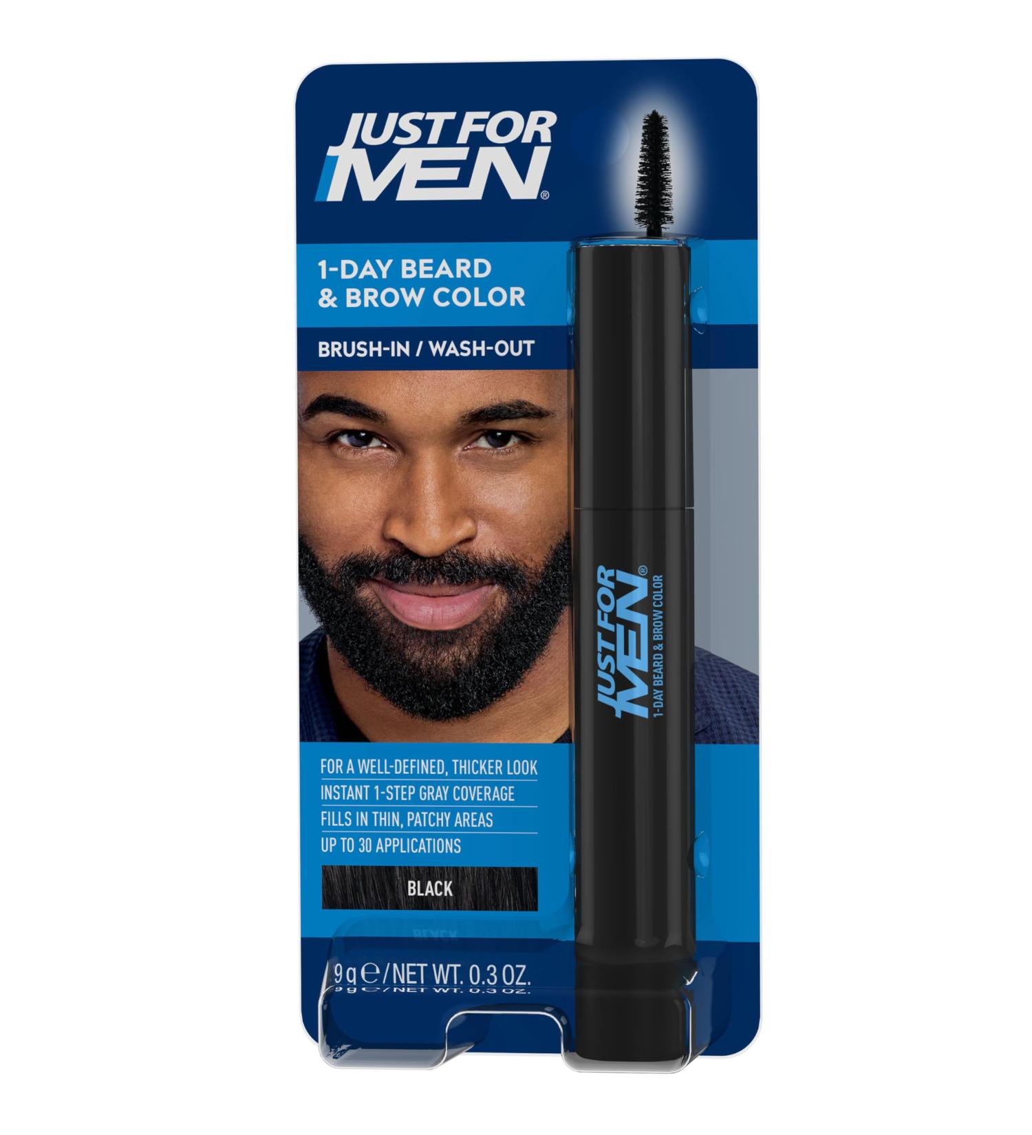Just for Men 1-Day Beard & Eyebrow Color - Temporary Black Color for a Defined Look | Up to 30 Applications - Buy Online on GoSupps.com