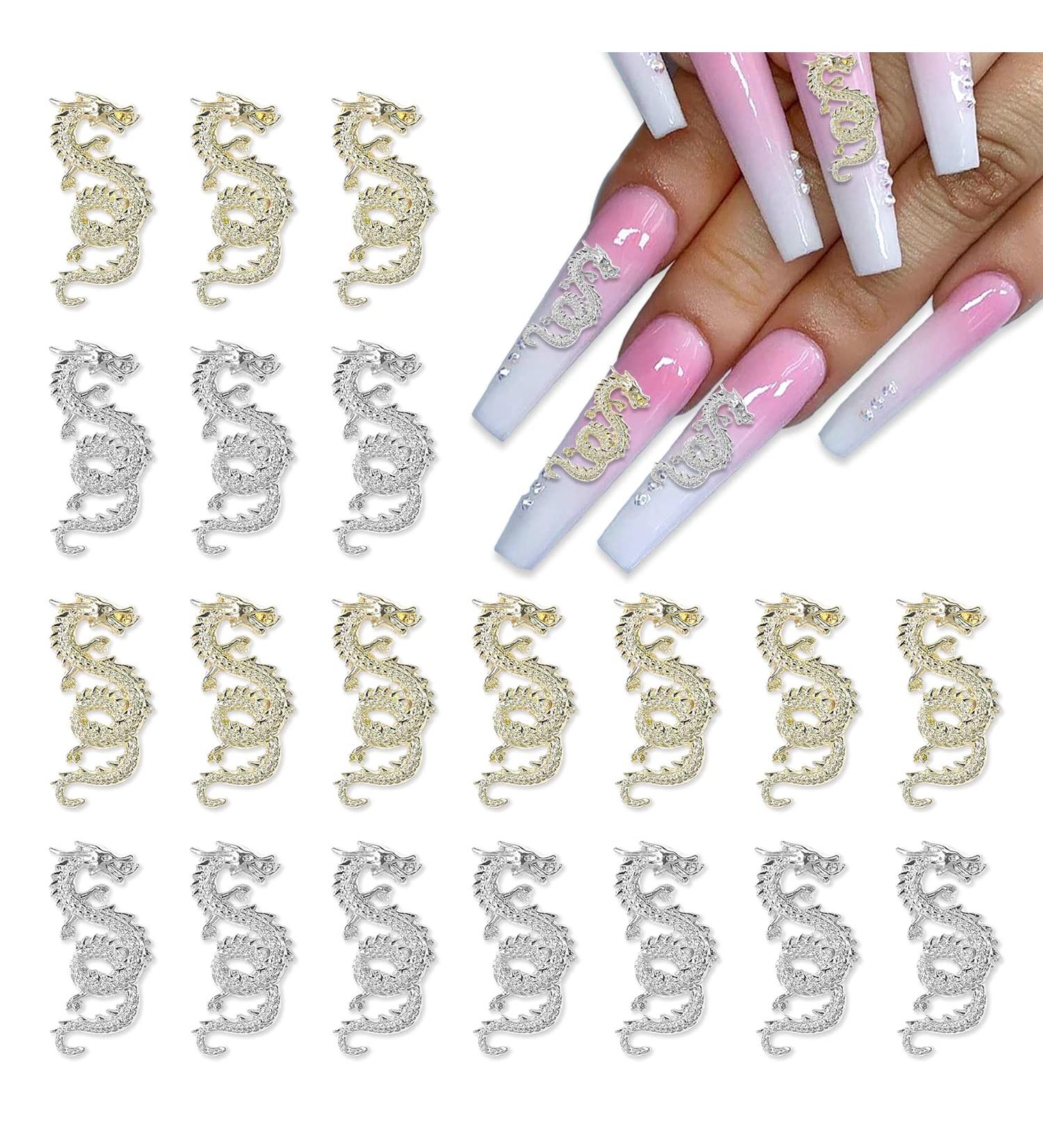 WOKOTO 20pcs Gold & Silver Chinese Dragon Nail Charms: 3D Dragon Jewelry for Acrylic Nails - Nail Art Charms Kit - Buy Online on GoSupps.com