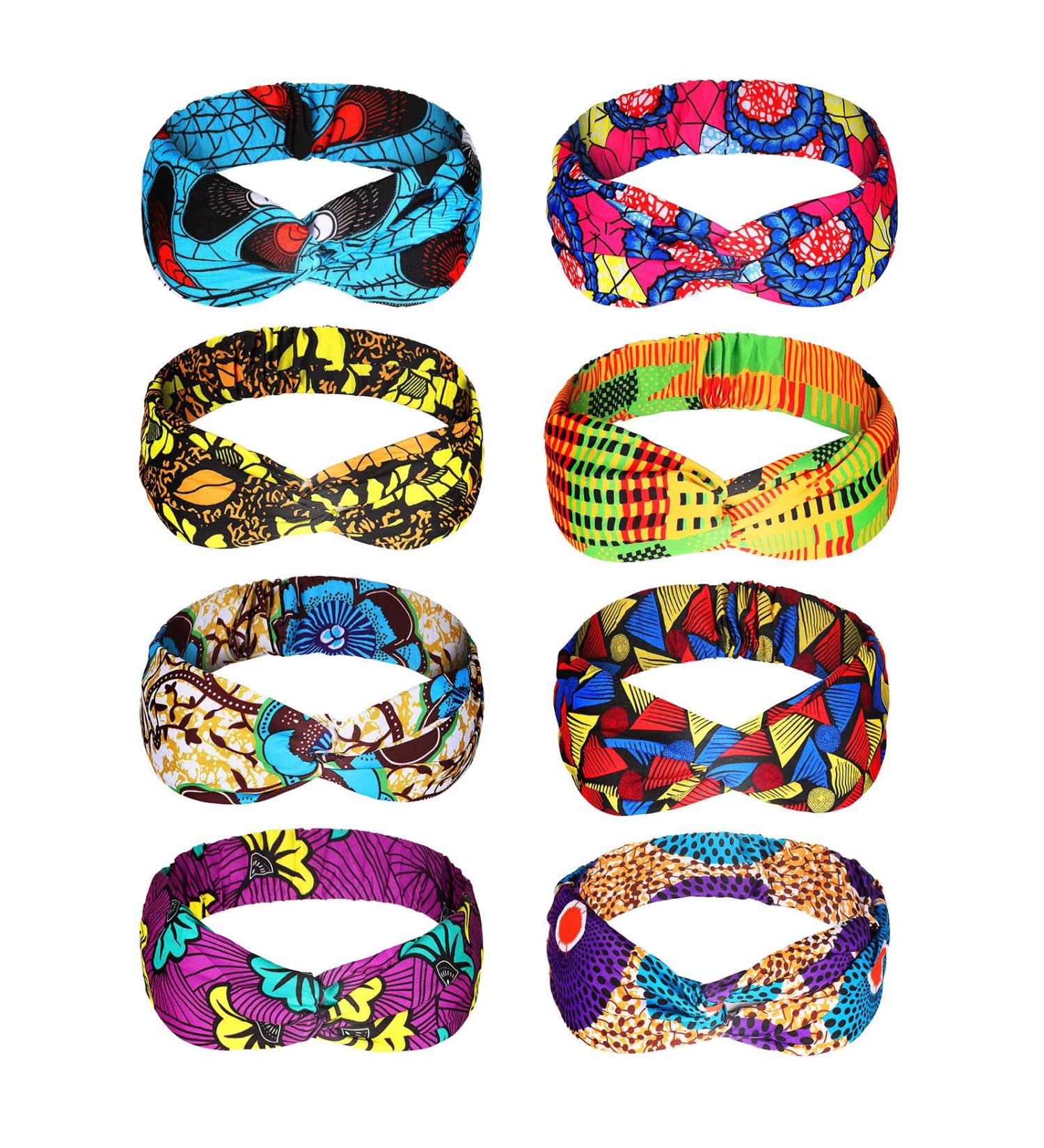 Willbond 8-Piece African Headband Set - Boho Printed Elastic Headbands for Women and Girls - Yoga Sports Workout Hair Accessories - Buy Online on GoSupps.com