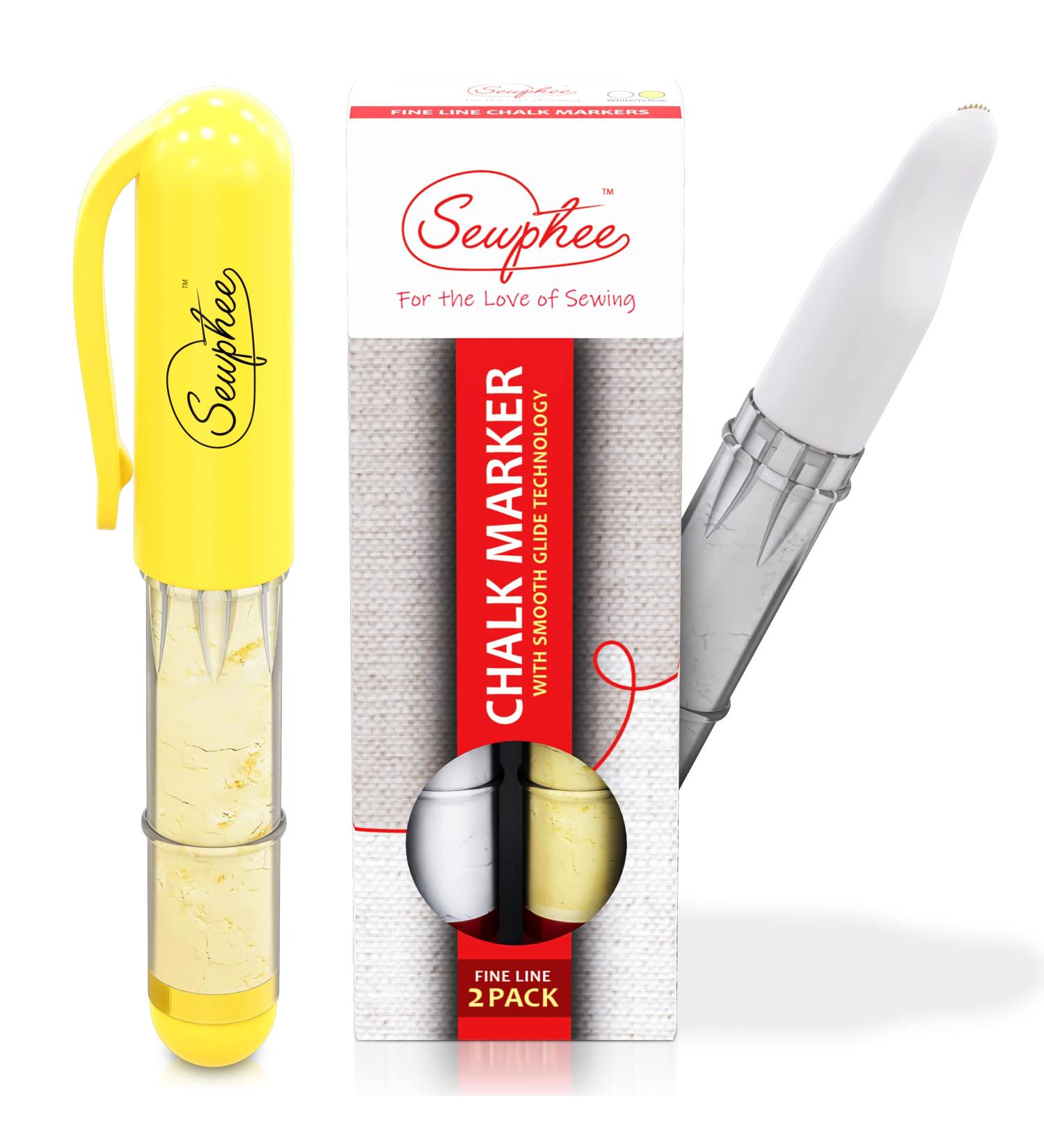 Sewphee Washable Fabric Markers 2-Pack Yellow & White for Sewing - Tailors Chalk Marker Set for Detailed Markup - Sewing Supplies & Accessories - Buy Online on GoSupps.com