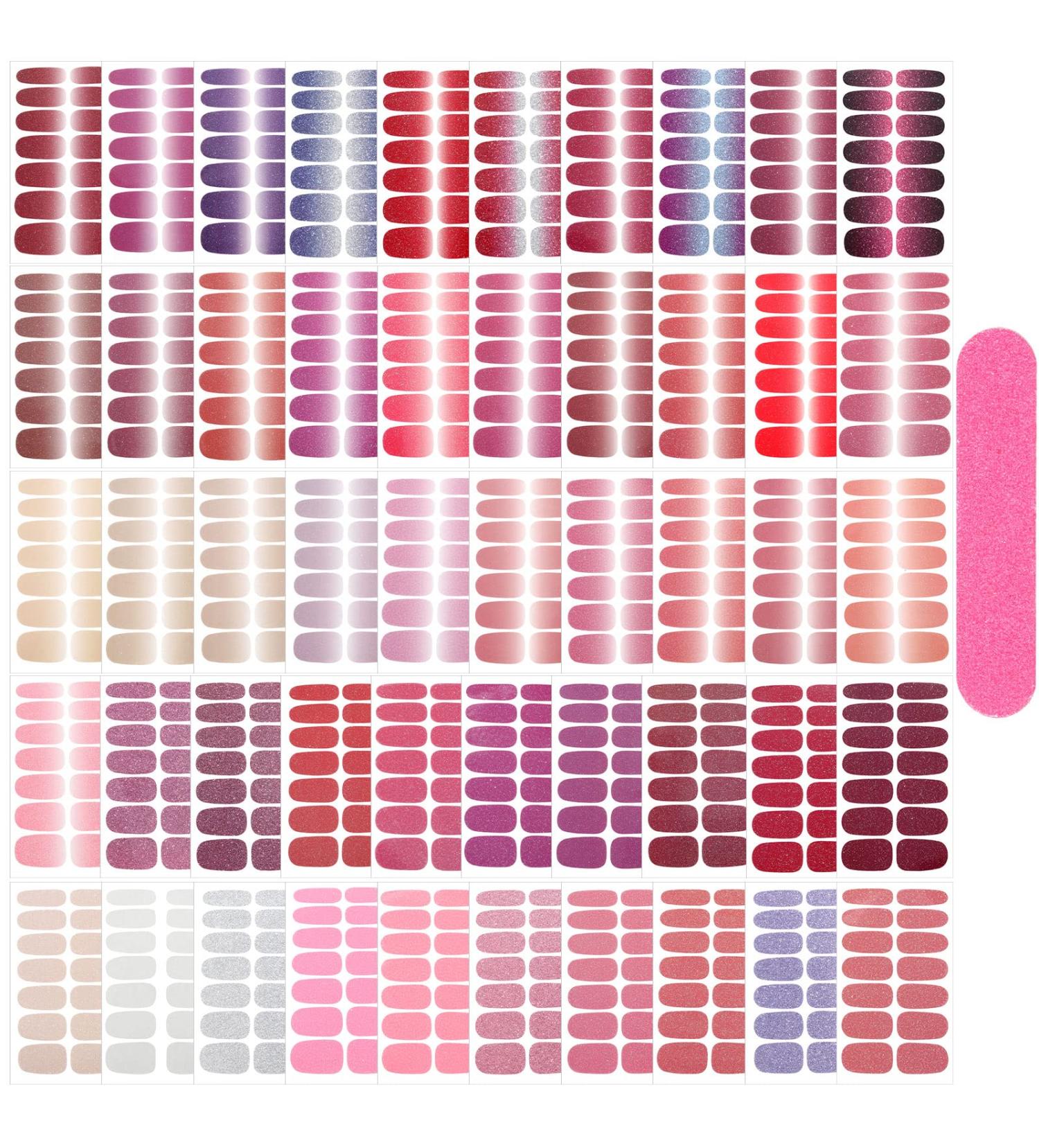 Maitys 700 Glitter Nail Wraps - Self-Adhesive Polish Strips for Women & Girls | Nail Art Decals with File - 50 Sheets - Buy Online on GoSupps.com