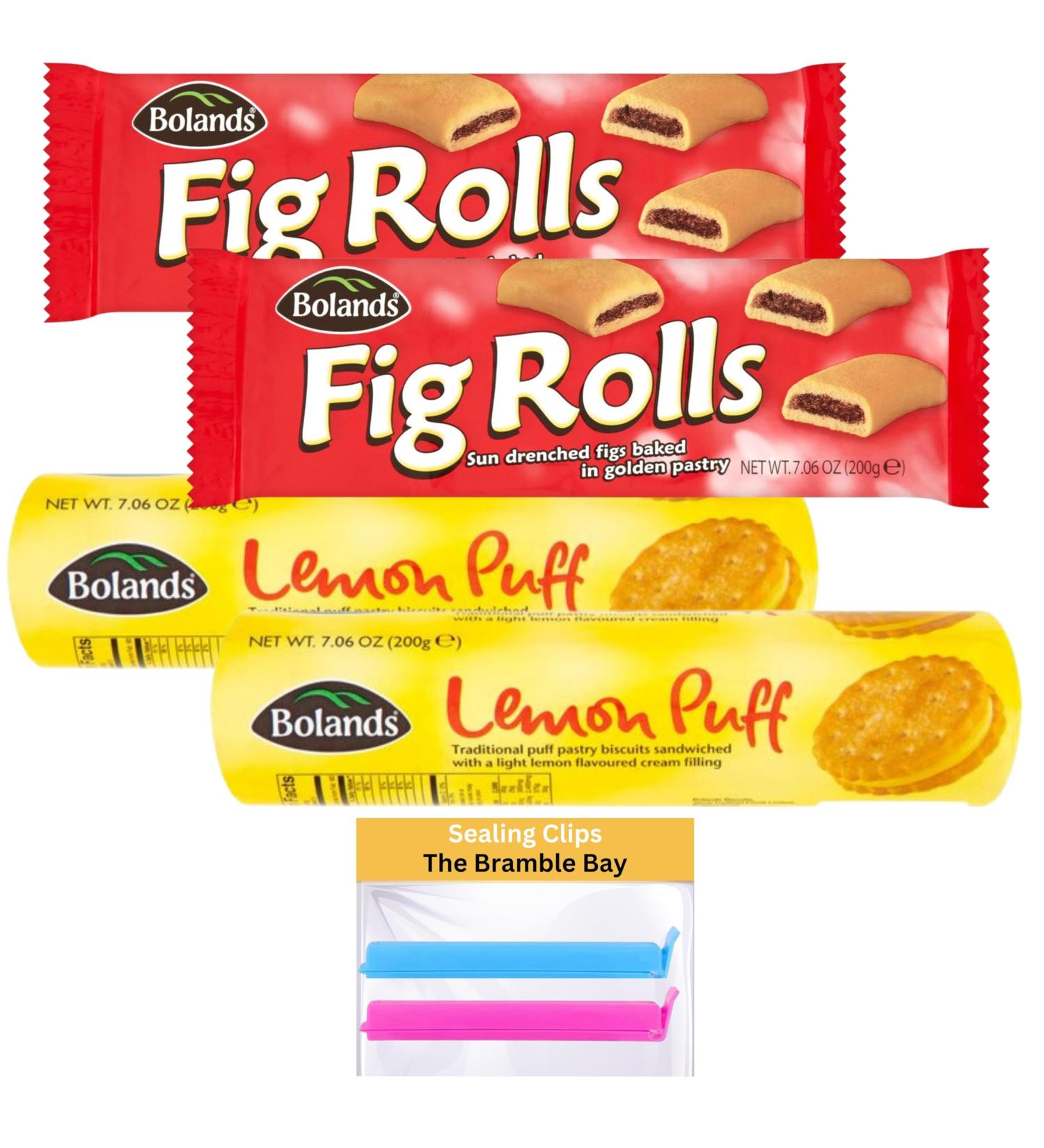 Fig Rolls 200g x2 Lemon Puff Biscuits 200g x2 Food Sealing Clip x2 - Buy Online on GoSupps.com