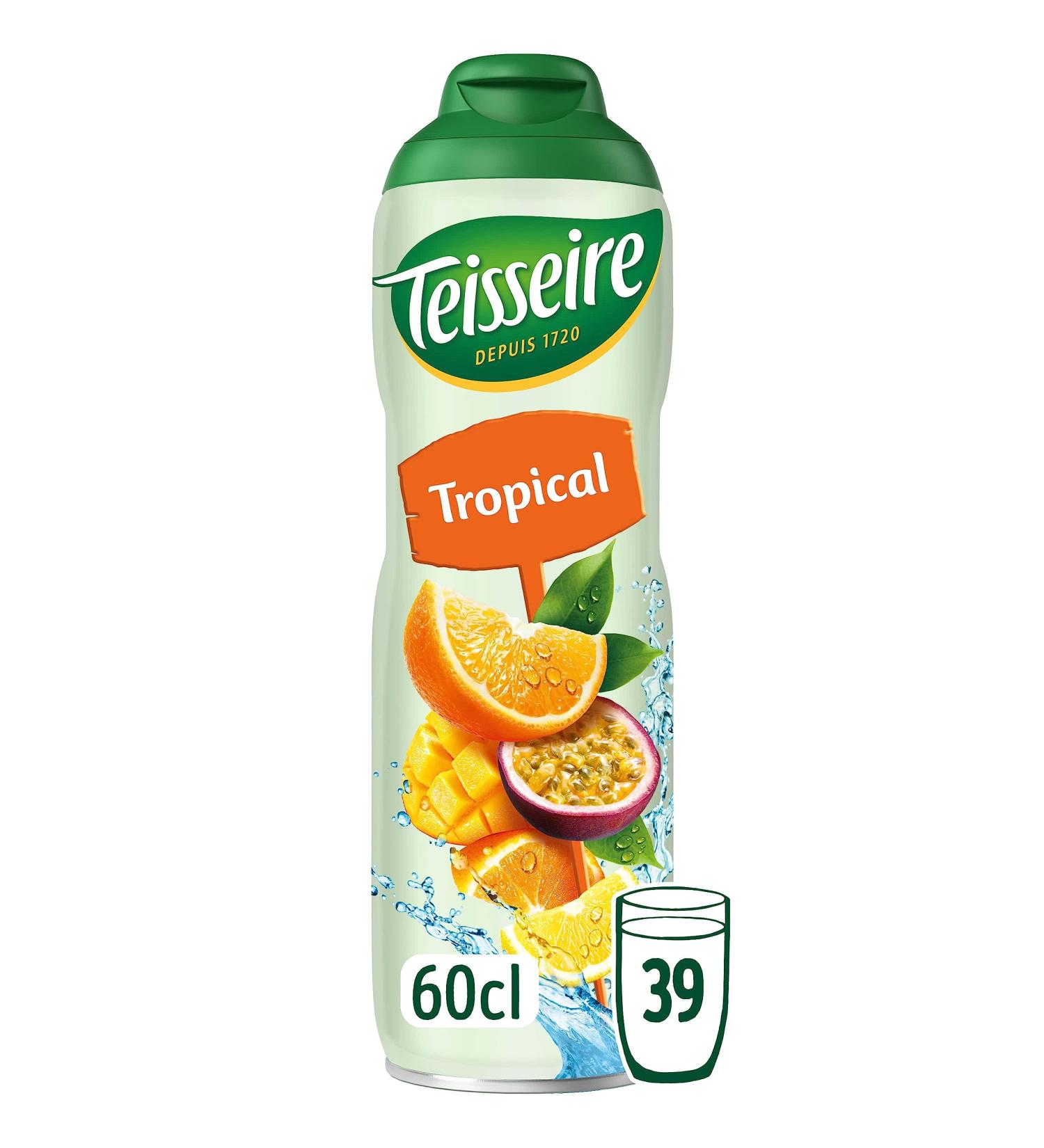 Teisseire Tropical Syrup Exotic Fruits for Refreshing Drink Cocktails Recyclable Bottle 60cl - Buy Online on GoSupps.com