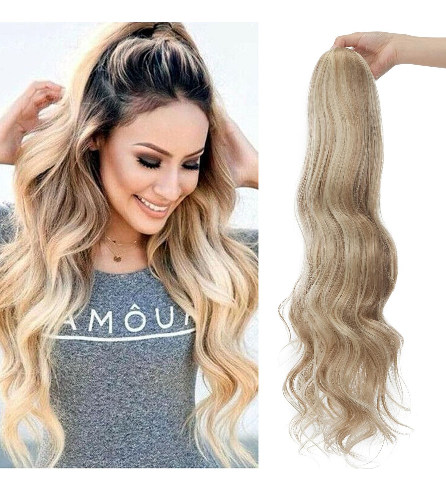 60cm Sandy Blonde Wavy Ponytail Clip-in Extension Natural Long Hair Wig for a Flawless Look - Buy Online on GoSupps.com