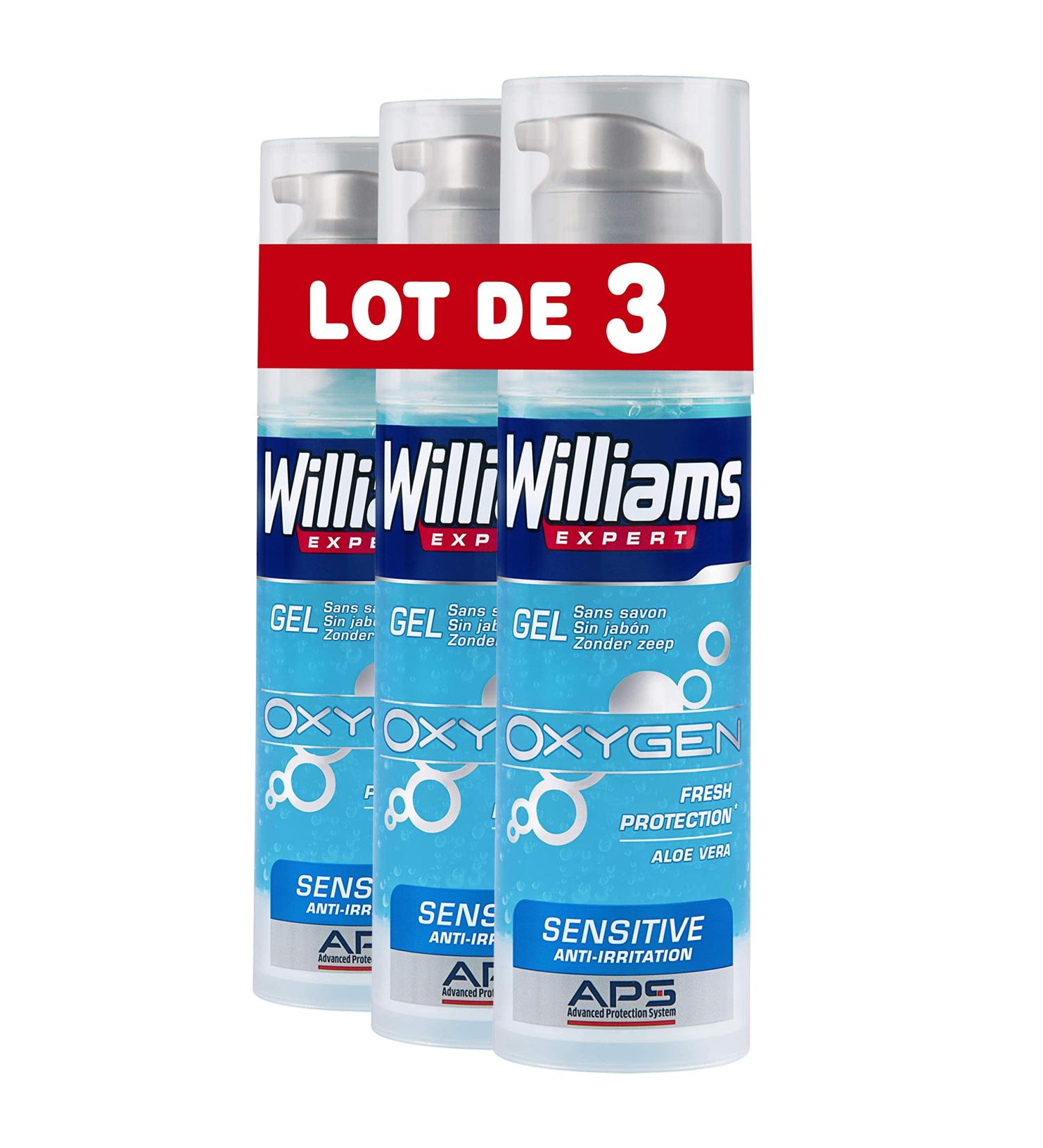  Williams Williams Oxygen Shaving Gel for Sensitive Skin Protective Non-Foaming Formula for a Close Shave Anti-Irritation (Pack of 3) - Buy Online on GoSupps.com