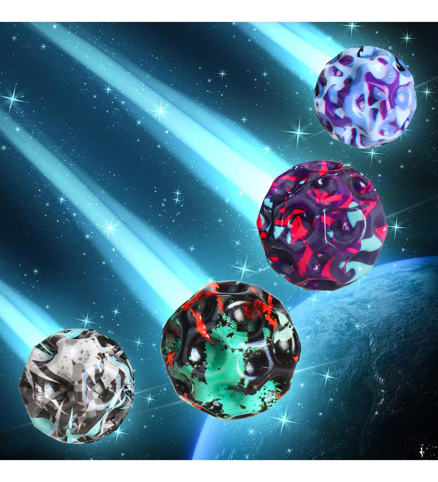 Astro Jump Ball Set - 4 Moon Bouncy Balls for Kids | Space Theme 7cm High Jump Rubber Balls | Perfect Gift for Children - Buy Online on GoSupps.com