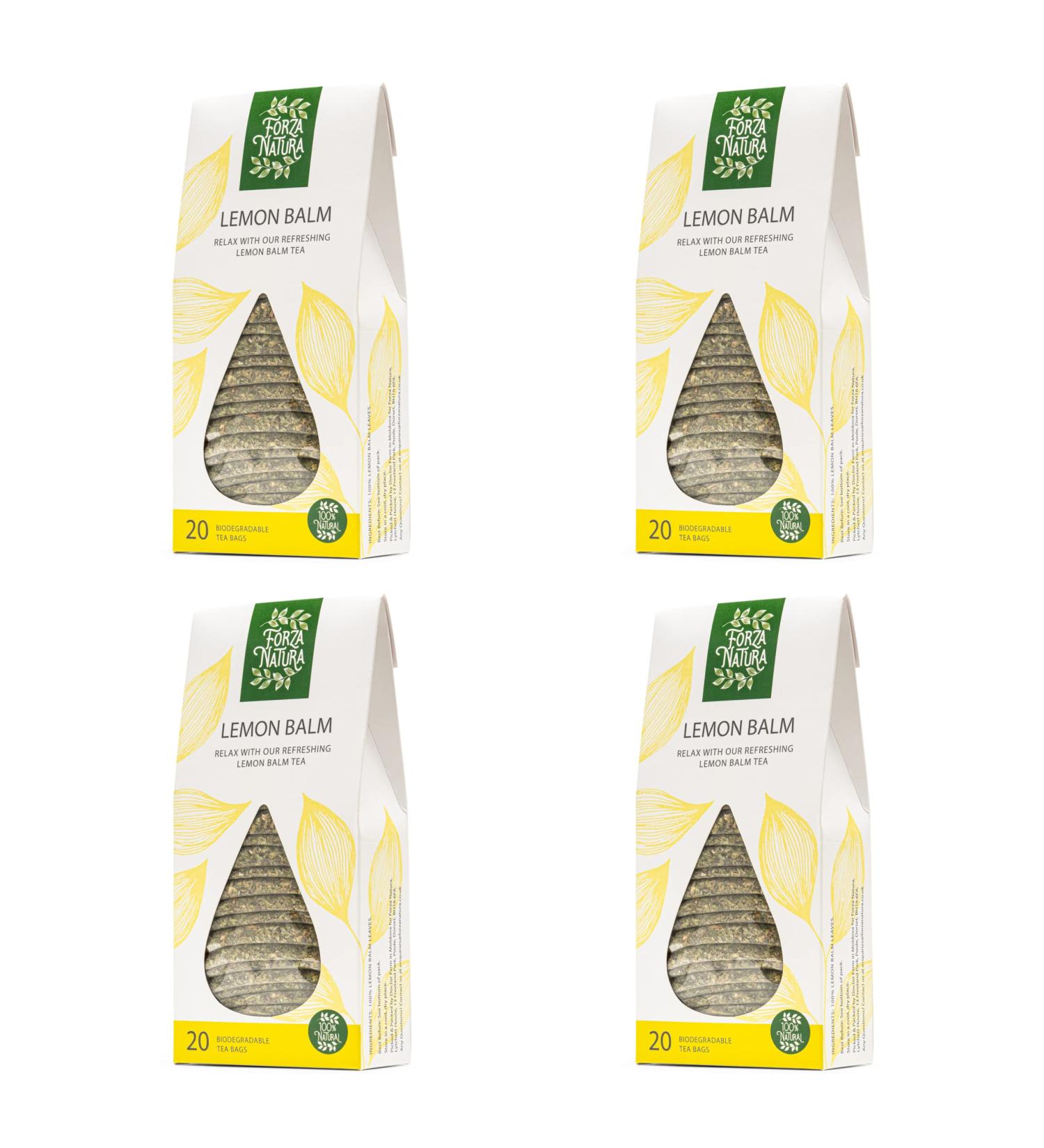 Lemon Balm - Herbal Tea Bags - 100% Natural - 4 Boxes (80 Bio Tea Bags)