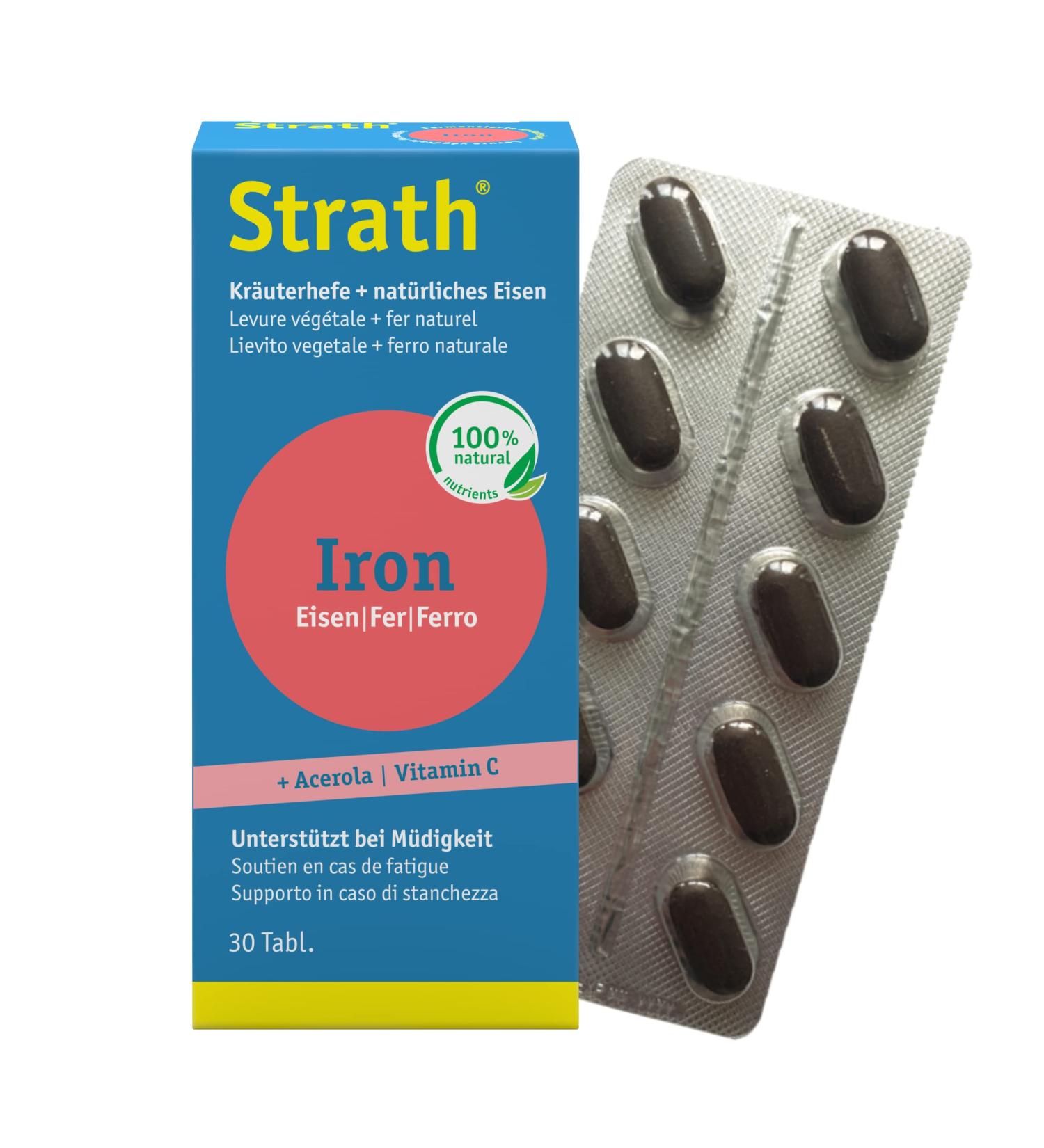 Strath Iron - Supplementary Supplement Supports in case of fatigue based on vegetable yeast fermented natural iron vitamin - Buy Online on GoSupps.com