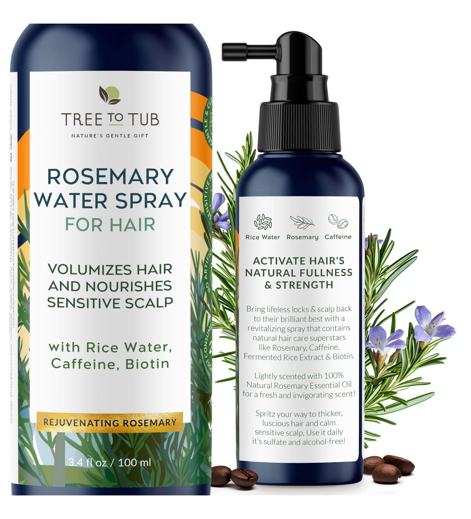 Tree To Tub Rosemary Rice Water Spray | Nourish Dry Scalp & Promote Natural Hair Growth | Best for Women & Men - Buy Online on GoSupps.com
