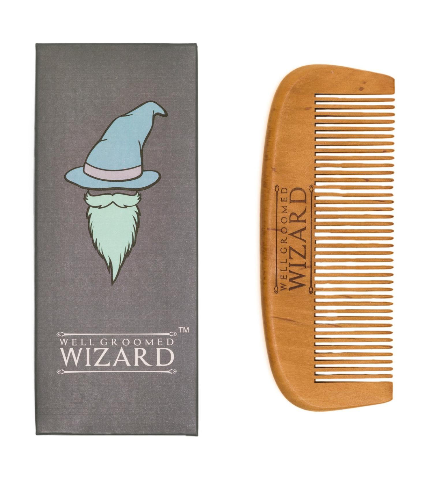 Wooden Beard and Hair Comb for Men - Well Groomed Wizard - Buy Online on GoSupps.com