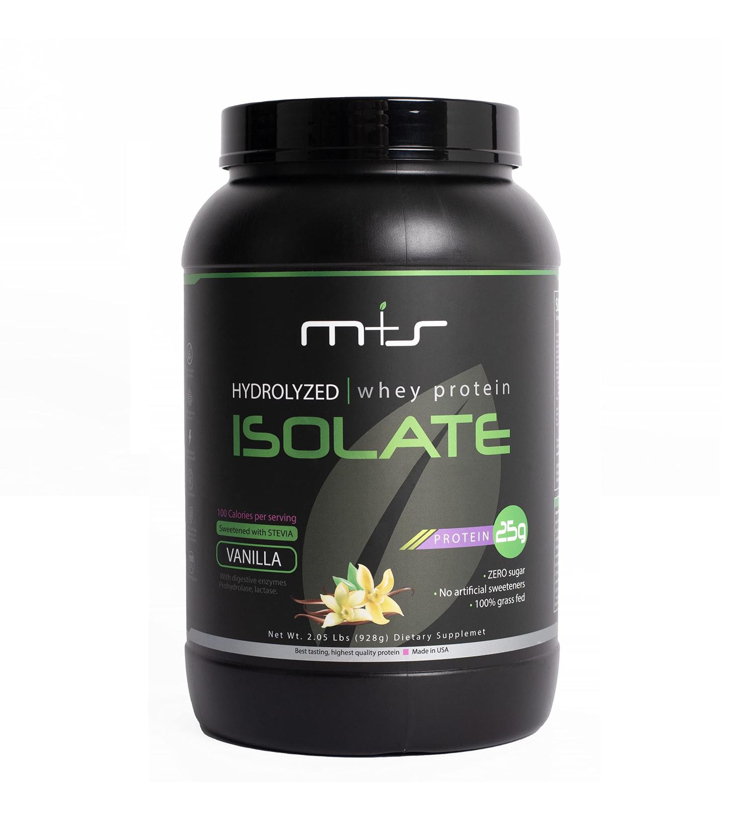 M+S 100% Grass Fed Hydrolyzed Whey Protein Isolate Powder - Gluten Free Fast Absorbing Easy Digesting Stevia Sweetened Vanilla (2.05 Lb - Buy Online on GoSupps.com