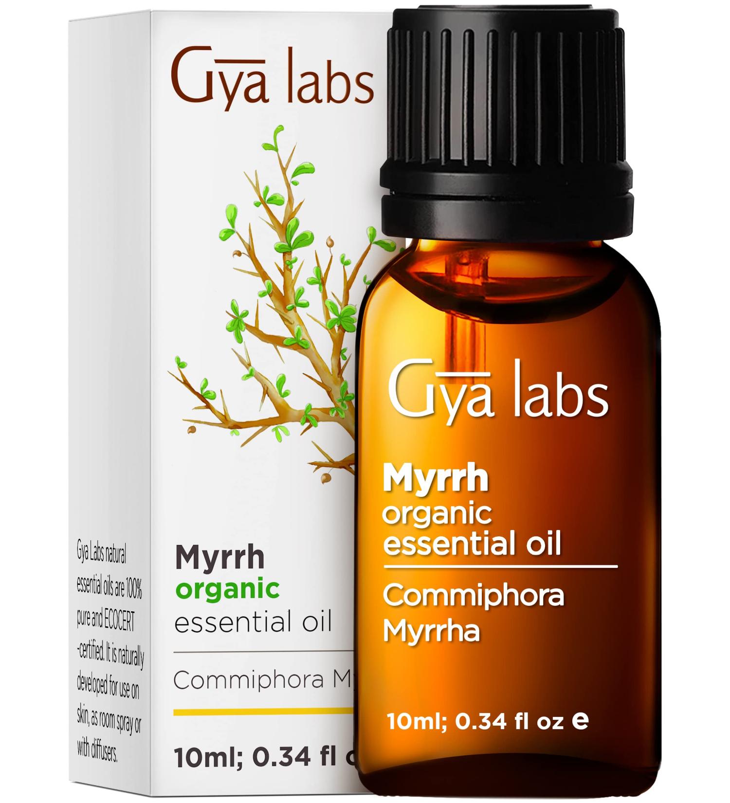 Gya Labs Myrrh Essential Oil Organic - 100% Pure Therapeutic Grade for Skin, Hair & Relaxation - 0.34 Fl Oz - Buy Online on GoSupps.com