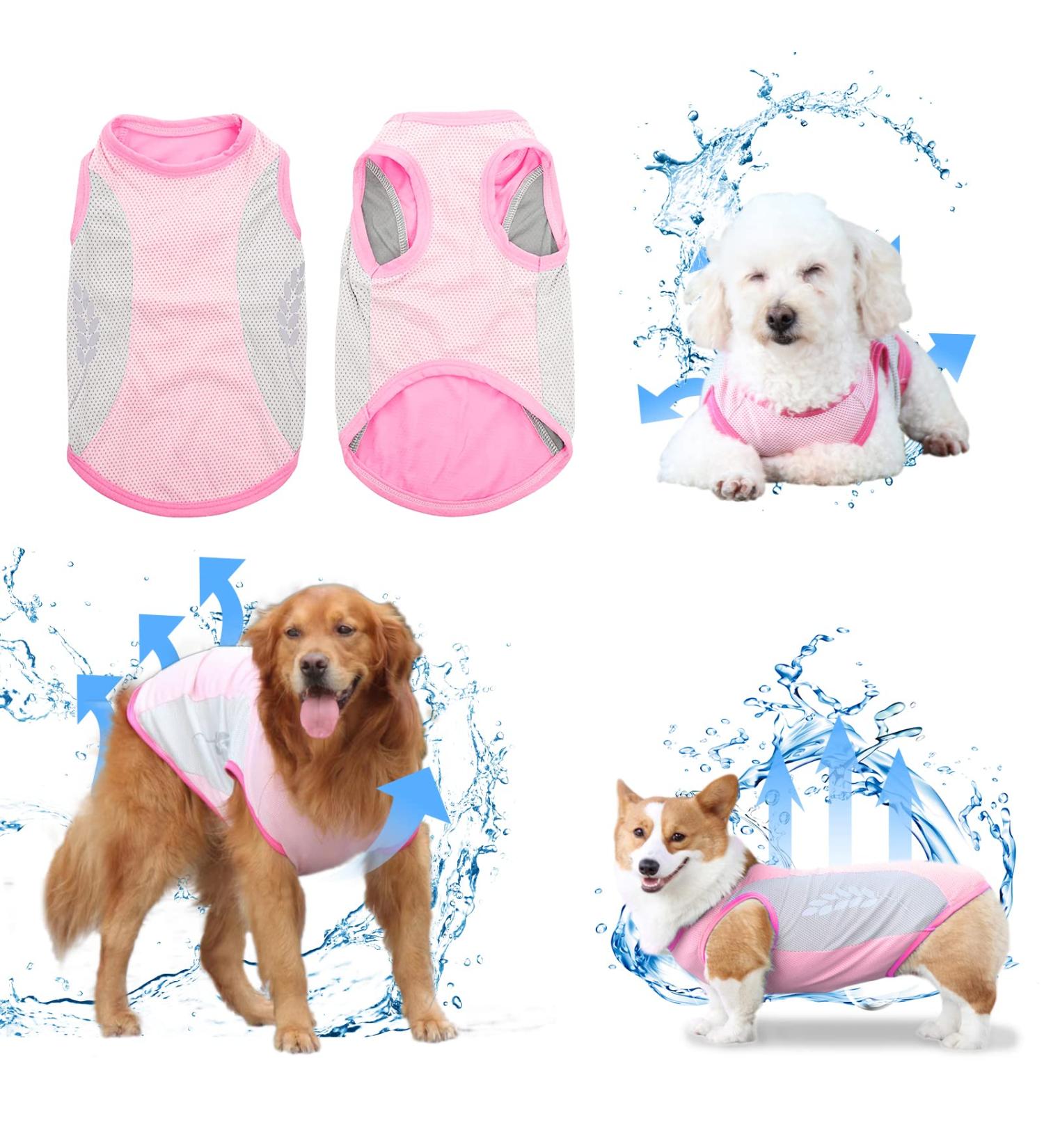 Dog Cooling Vest - Breathable Mesh Summer Jacket for Cool & Comfortable Dogs - Pink - Buy Online on GoSupps.com