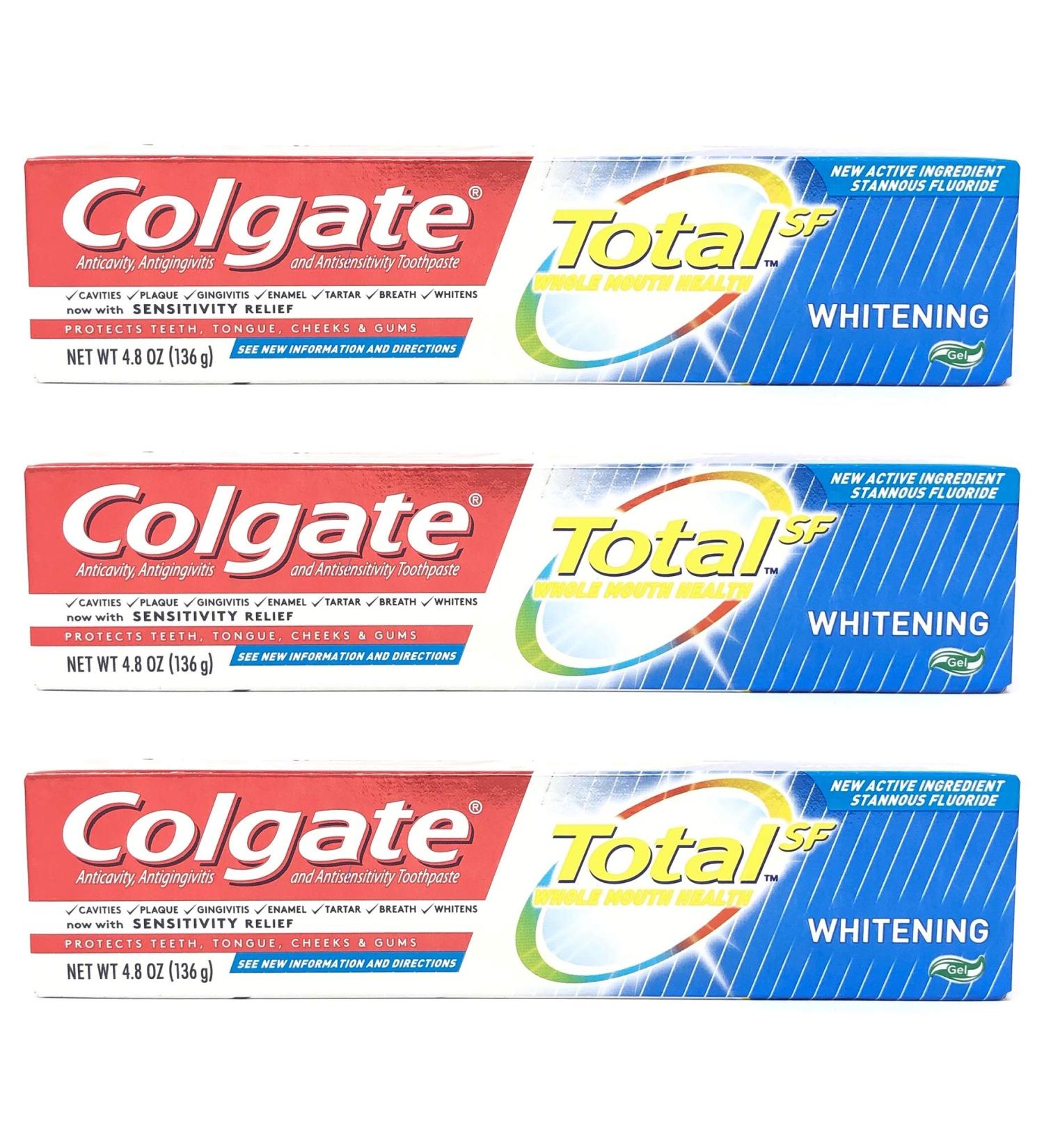 Colgate Total Whitening Toothpaste Gel 4.8 oz. (Pack of 3) - Buy Online on GoSupps.com