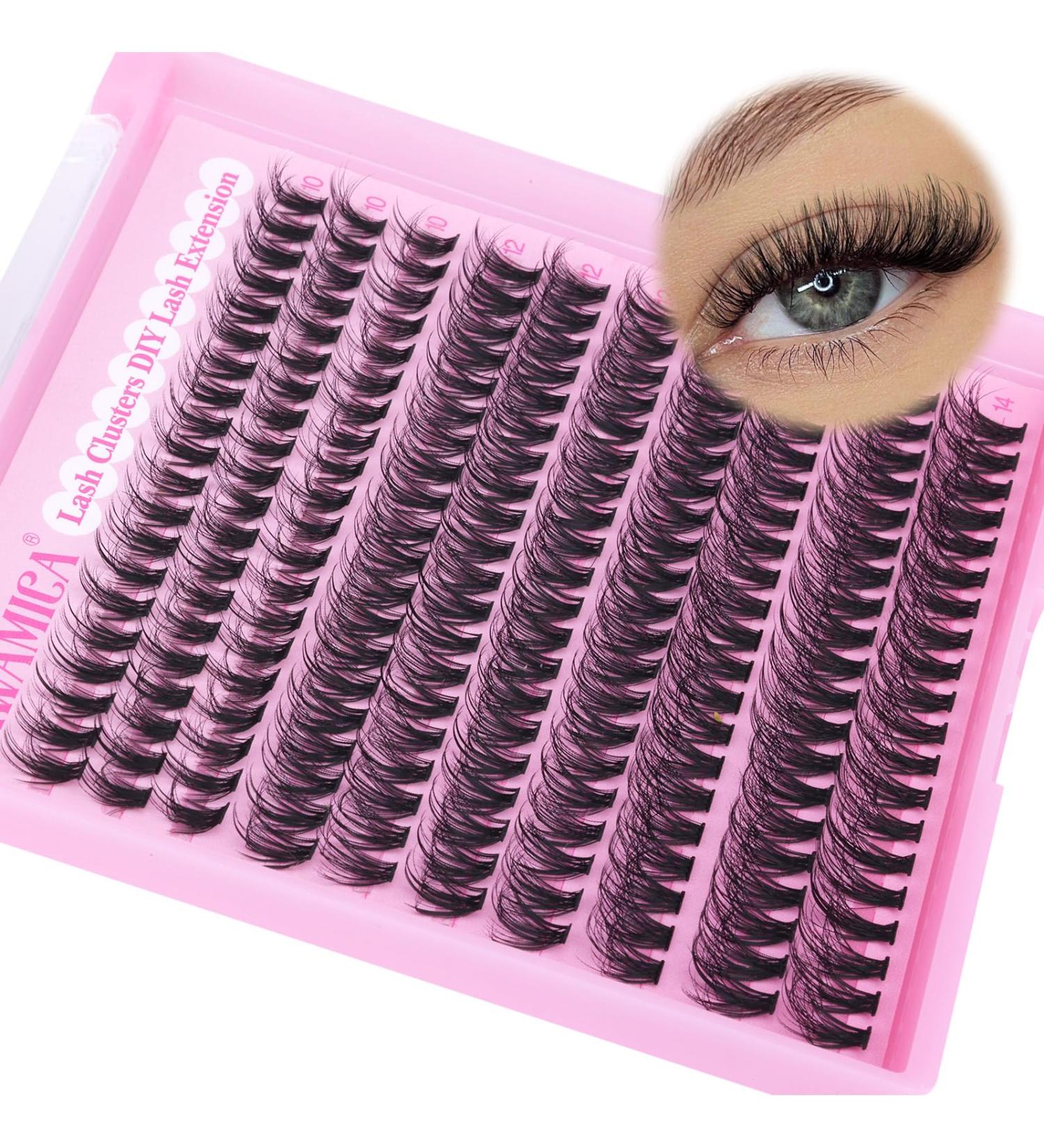Yawamica Wispy Lash Clusters - Natural 10-14mm Fluffy Eyelash Extensions | CC Curl 40D DIY Individual Lashes (200pcs - Buy Online on GoSupps.com