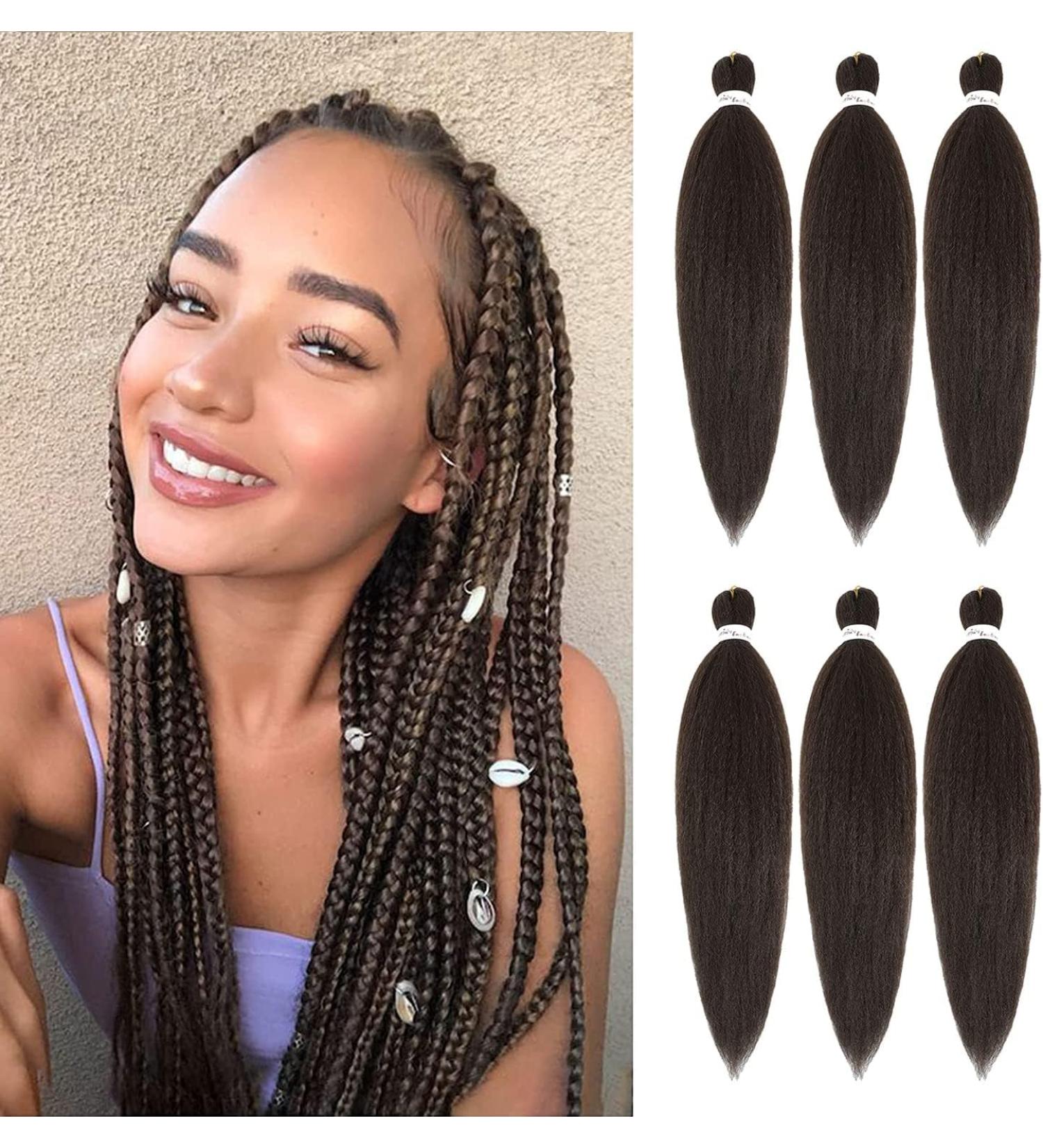 Pre-stretched Braiding Hair 26 inch Easy Braid 6 Packs Professional Kanekalon Synthetic Fiber Crochet EZ Braids Yaki Texture Braiding Hair Extensions (4#) 26 Inch (Pack of 6) 4# - Buy Online on GoSupps.com