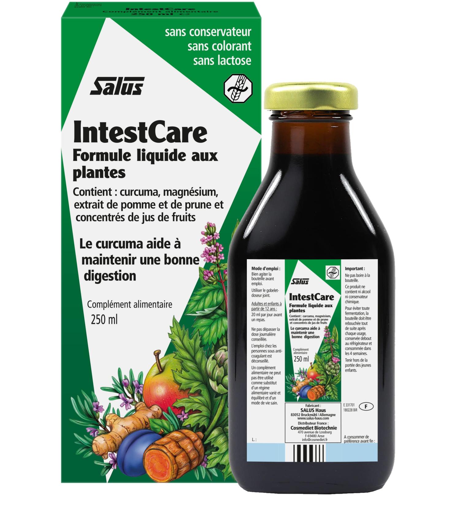 Salus IntestCare Liquid Formula - Digestion & Intestinal Sphere - With Turmeric Magnesium & Artichoke - 250ml - Buy Online on GoSupps.com
