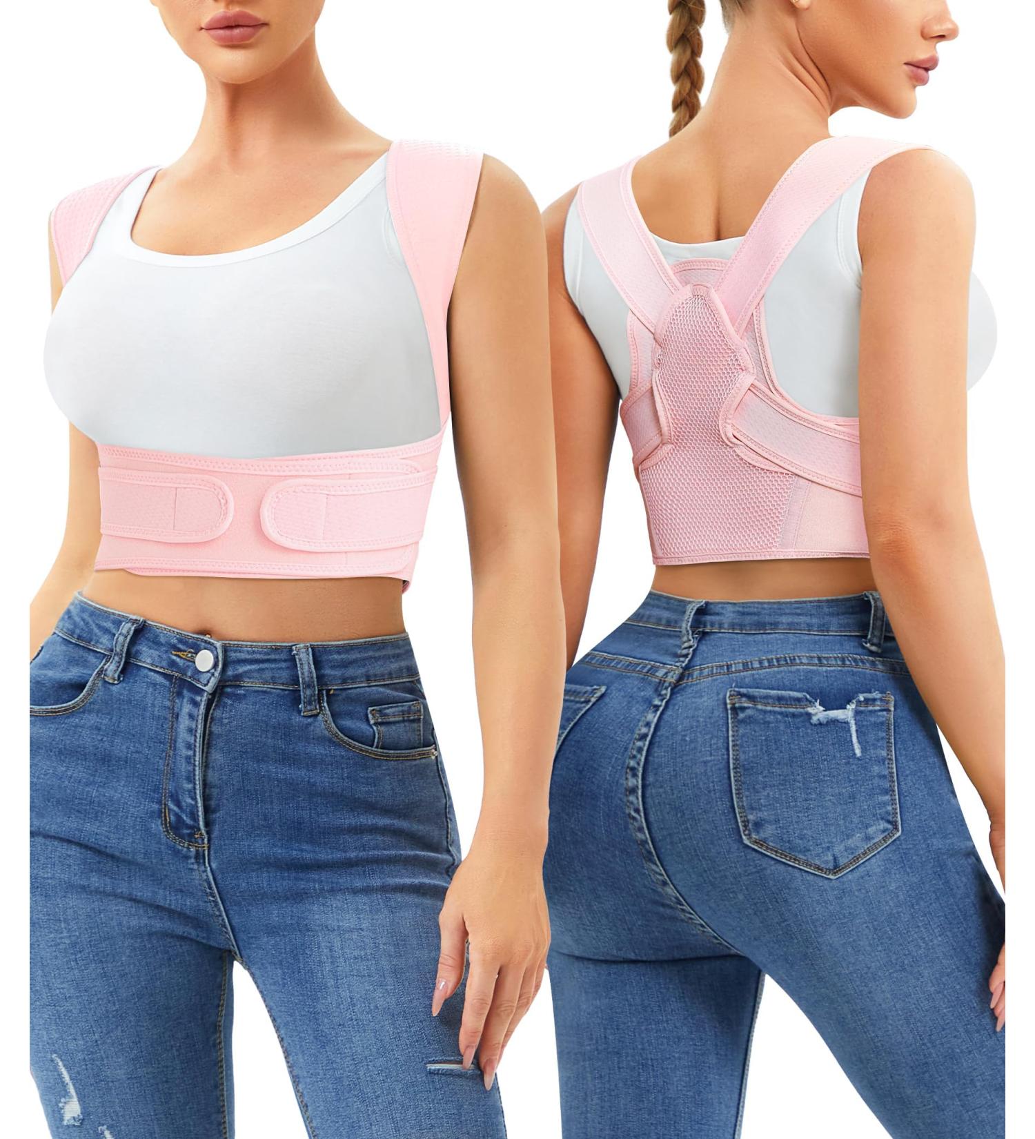 Junlan Adjustable Posture Corrector for Men & Women | Back Support Shoulder Belt | Pink XS-S | Posture Trainer for Neck Shoulder & Back - Buy Online on GoSupps.com