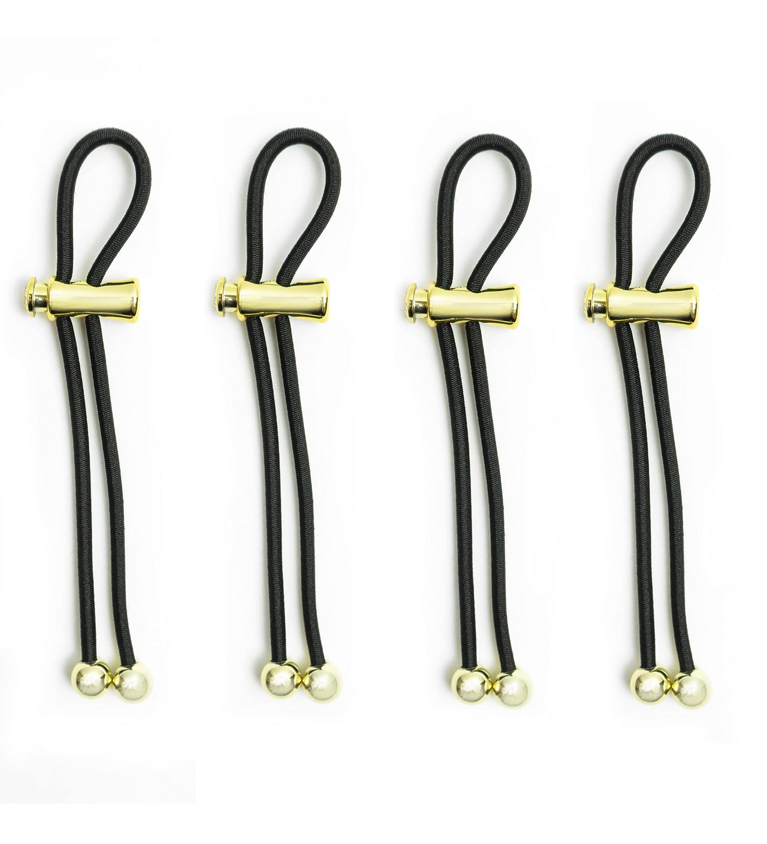 Pulleez Pony Party Set of 4 - Gold Metalized Charms - Black Elastic Hair Tie Bracelet - Buy Online on GoSupps.com