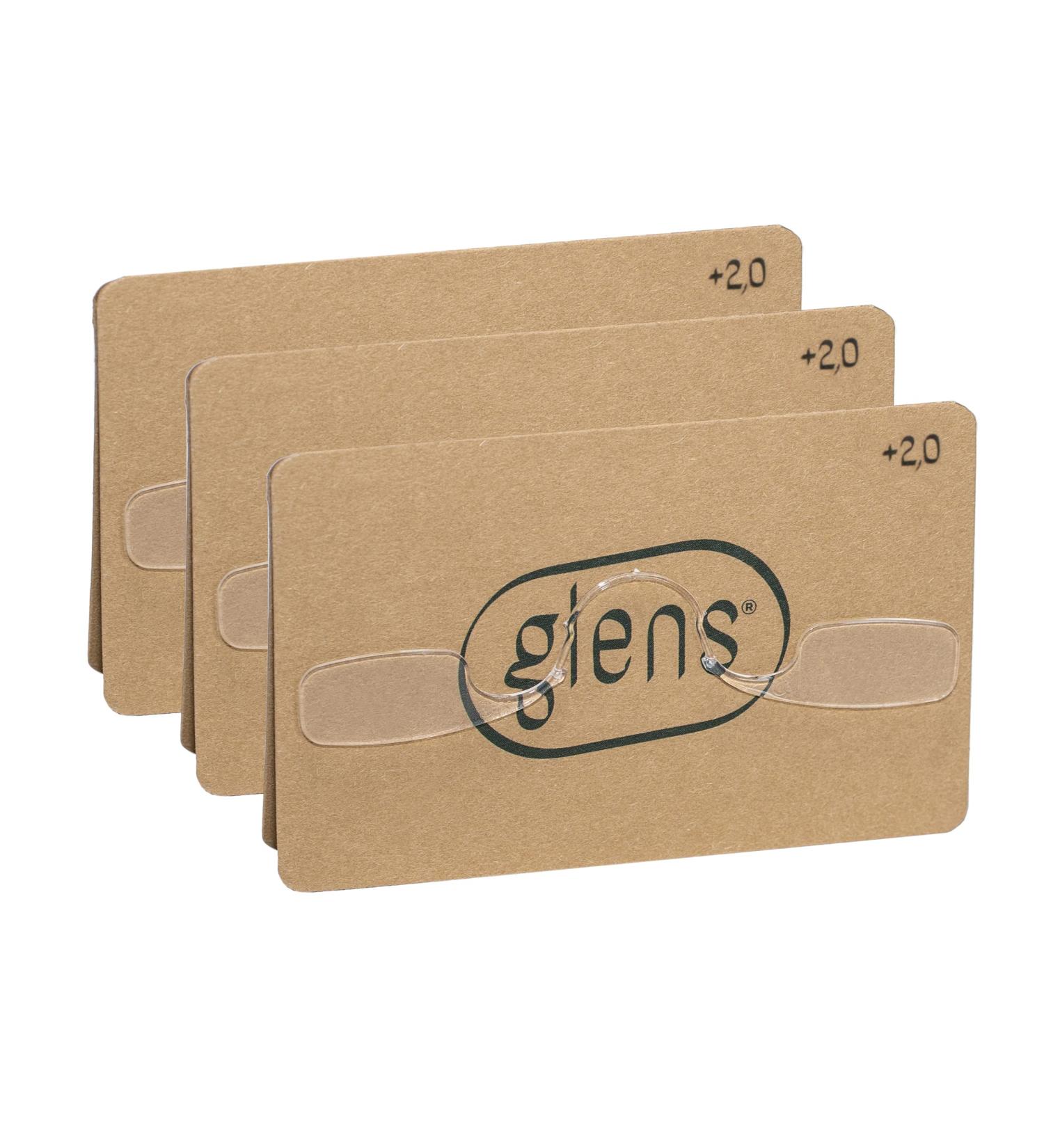 Glen's Mini Reading Glasses +2.0 | Eco Pack of 3 Non-Slip Glasses for Men & Women | Portable Armless Emergency Readers | Various Strengths Available - Buy Online on GoSupps.com