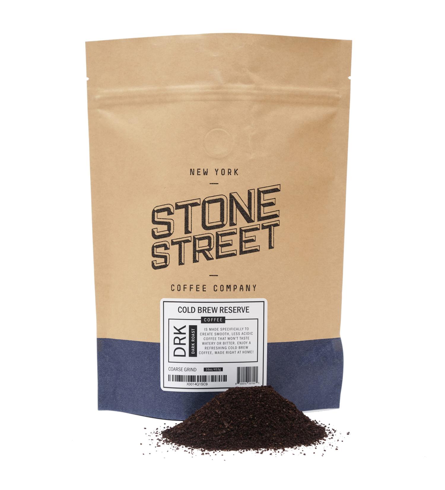 Stone Street Cold Brew Coffee - Strong & Smooth Low Acid Blend - 100% Arabica Gourmet Coarse Ground Dark Roast - Colombian Single Origin - 1 LB - Buy Online on GoSupps.com